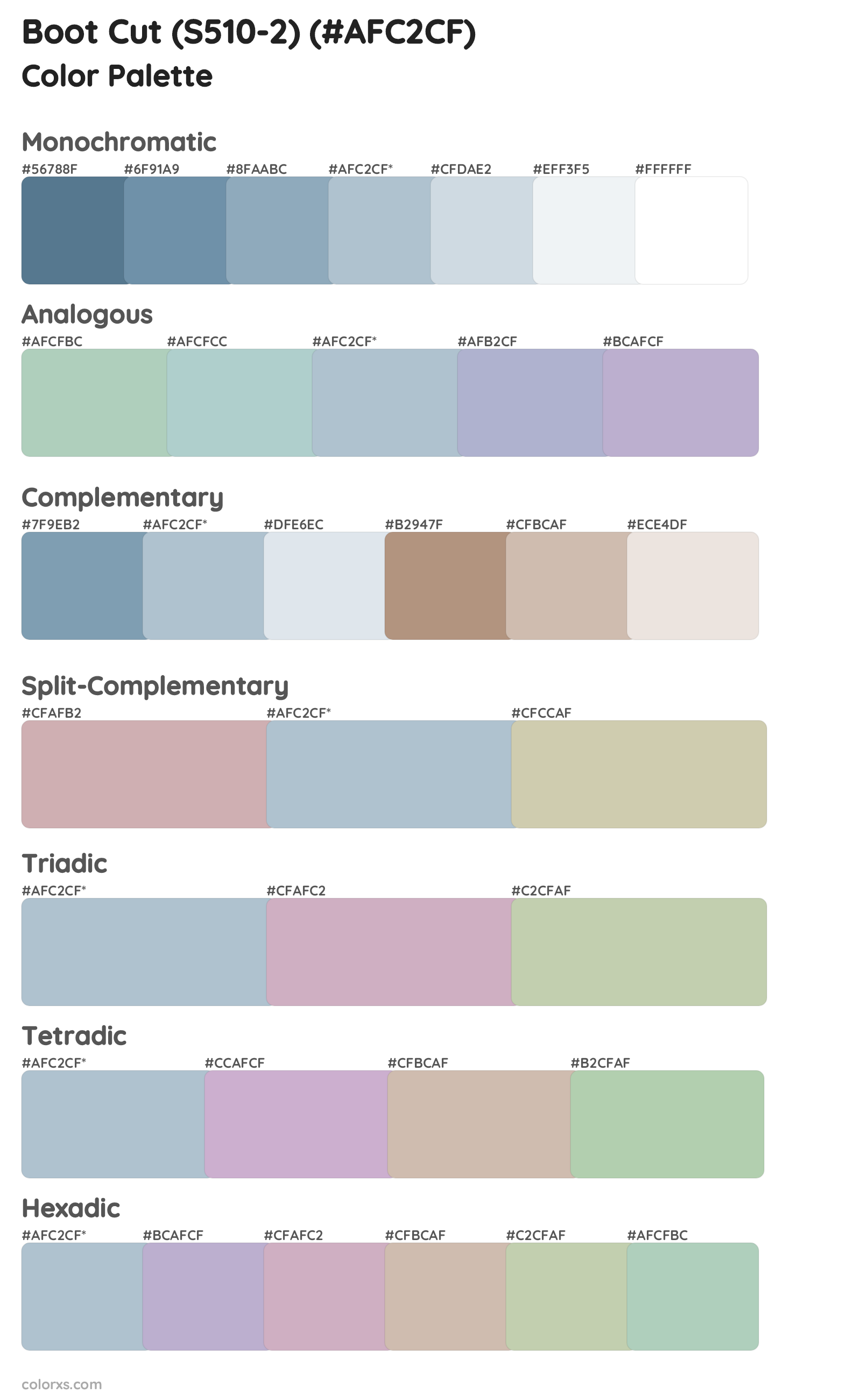Boot Cut (S510-2) Color Scheme Palettes