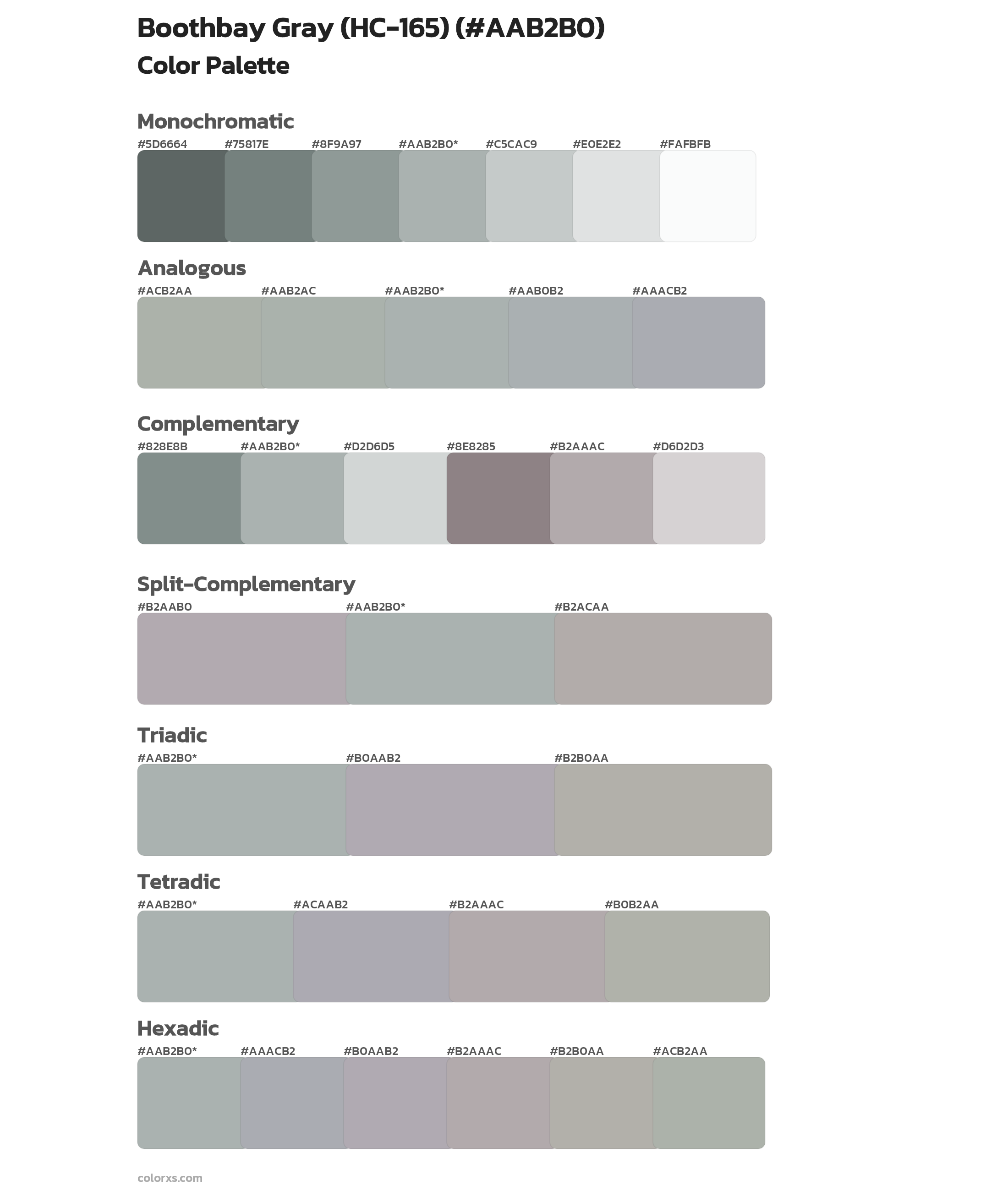 Boothbay Gray (HC-165) Color Scheme Palettes