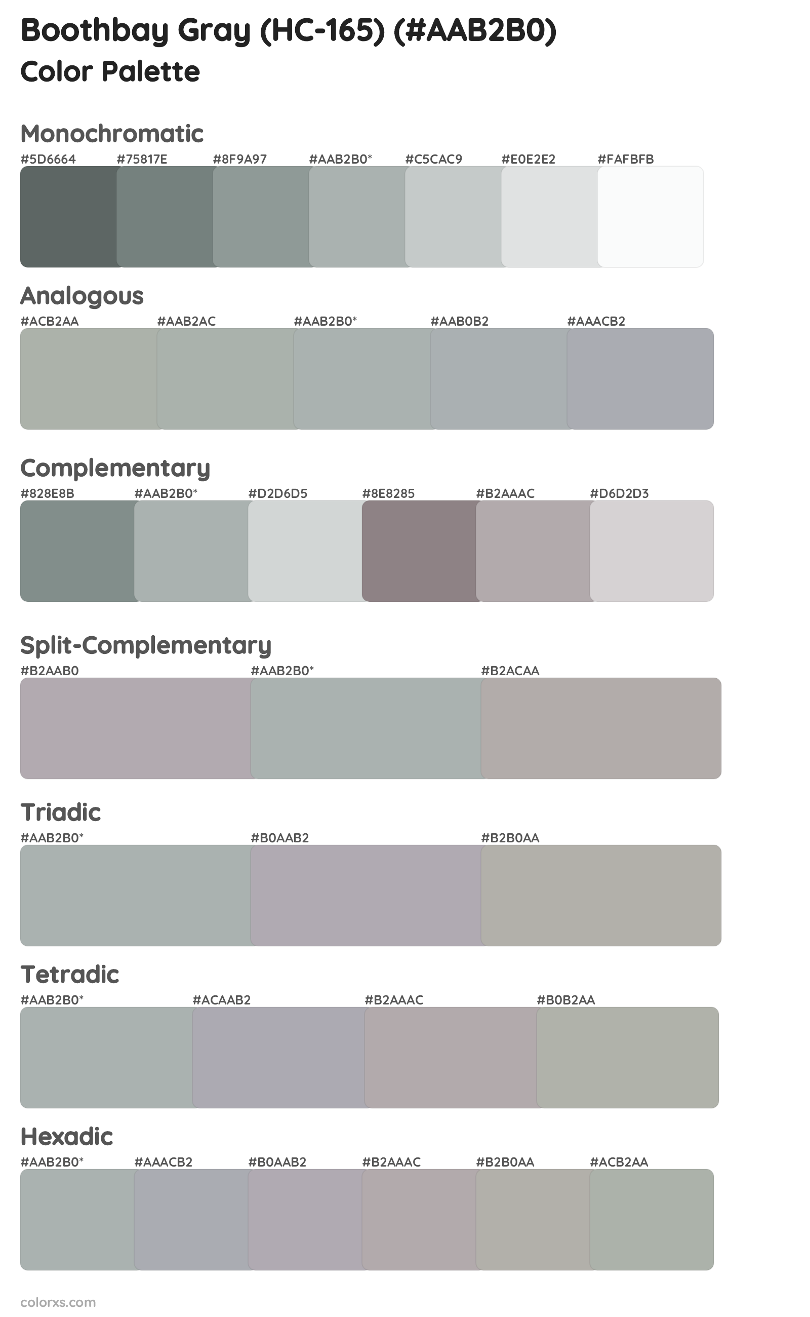 Boothbay Gray (HC-165) Color Scheme Palettes