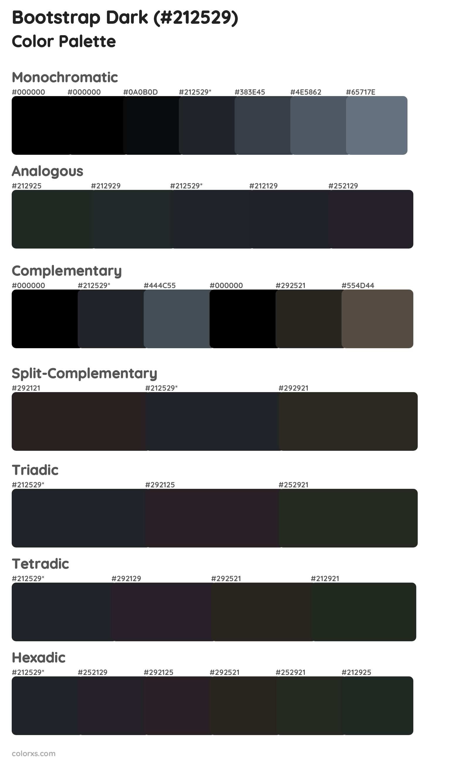 Bootstrap Dark Color Scheme Palettes