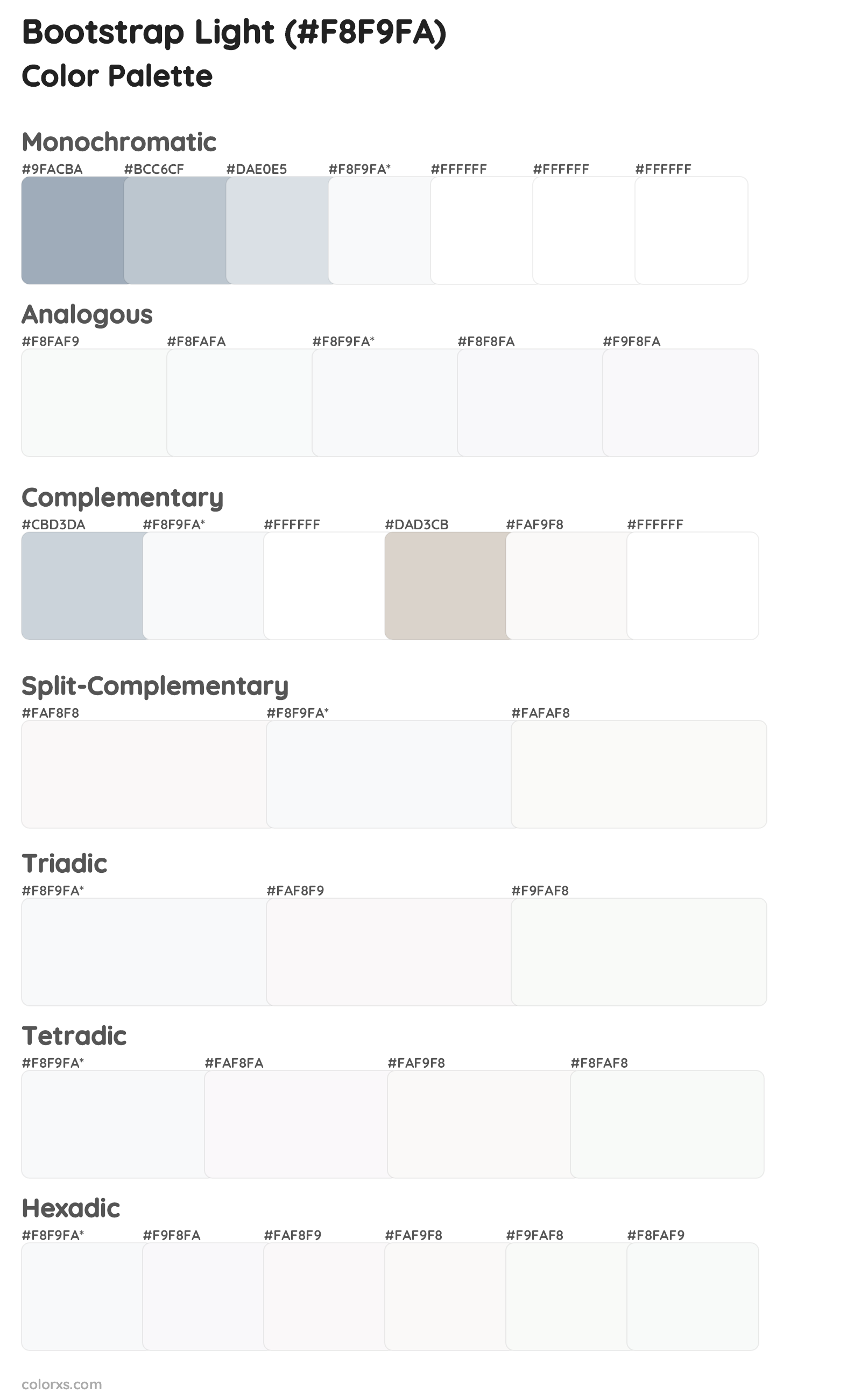 Bootstrap Light Color Scheme Palettes