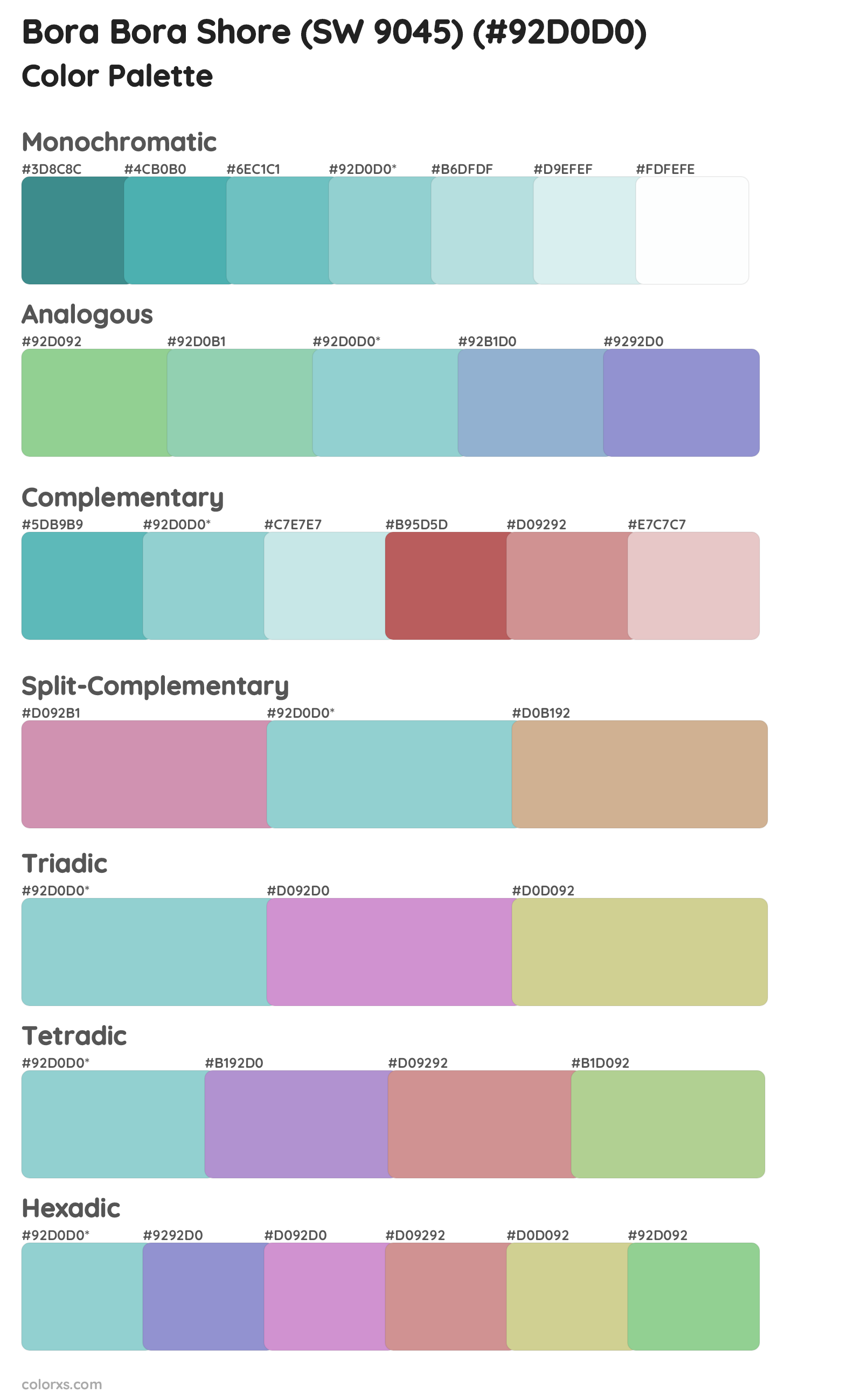 Bora Bora Shore (SW 9045) Color Scheme Palettes