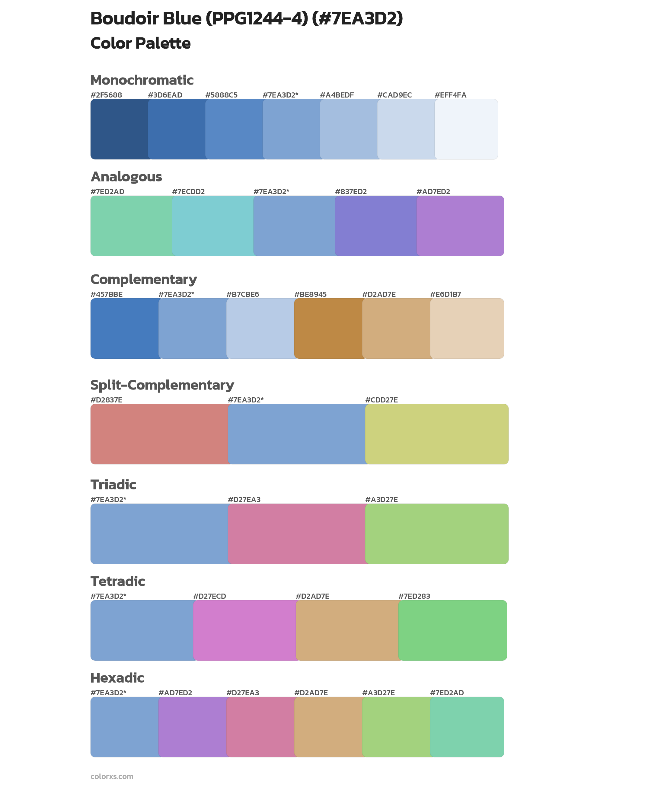 Boudoir Blue (PPG1244-4) Color Scheme Palettes
