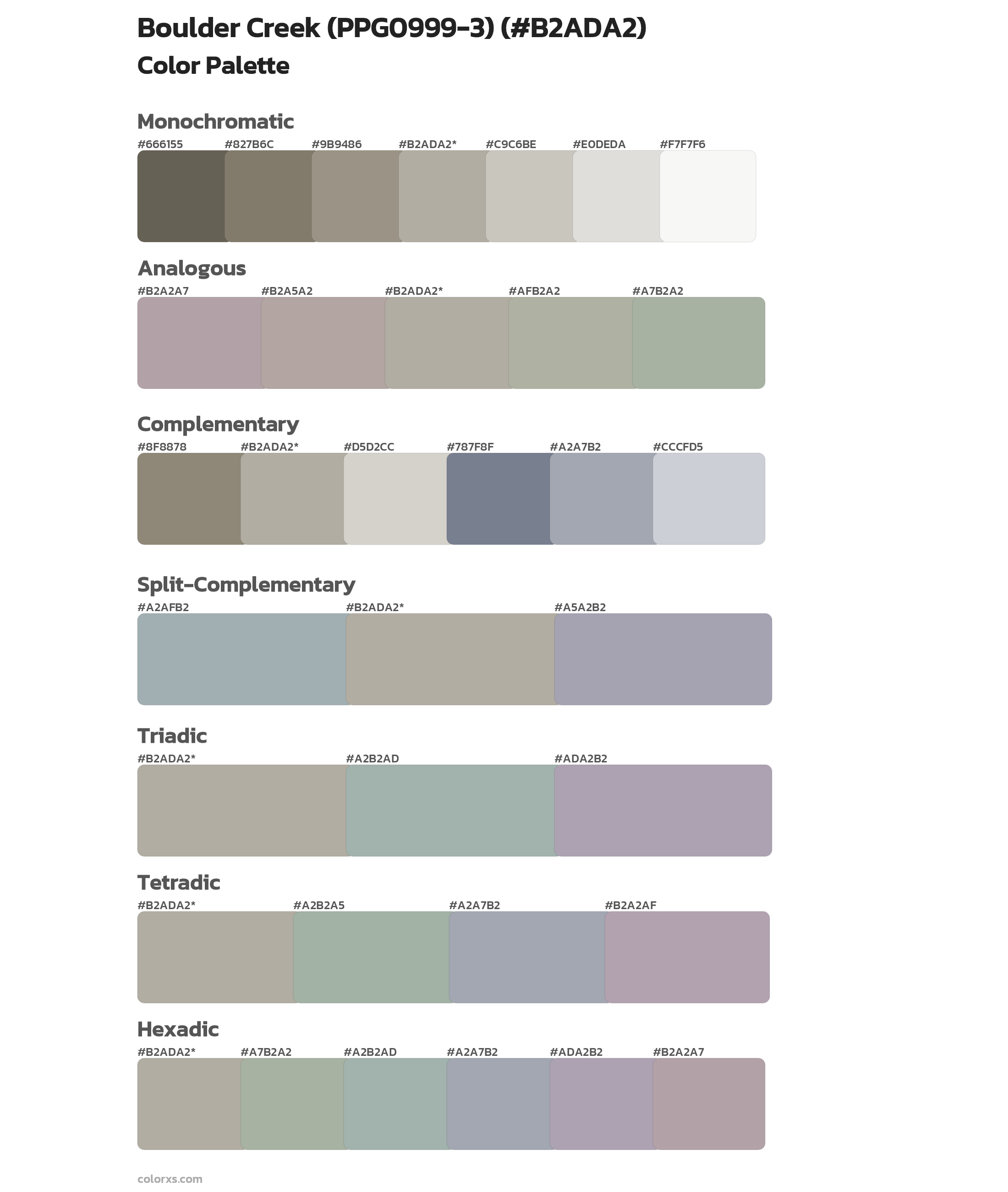Boulder Creek (PPG0999-3) Color Scheme Palettes