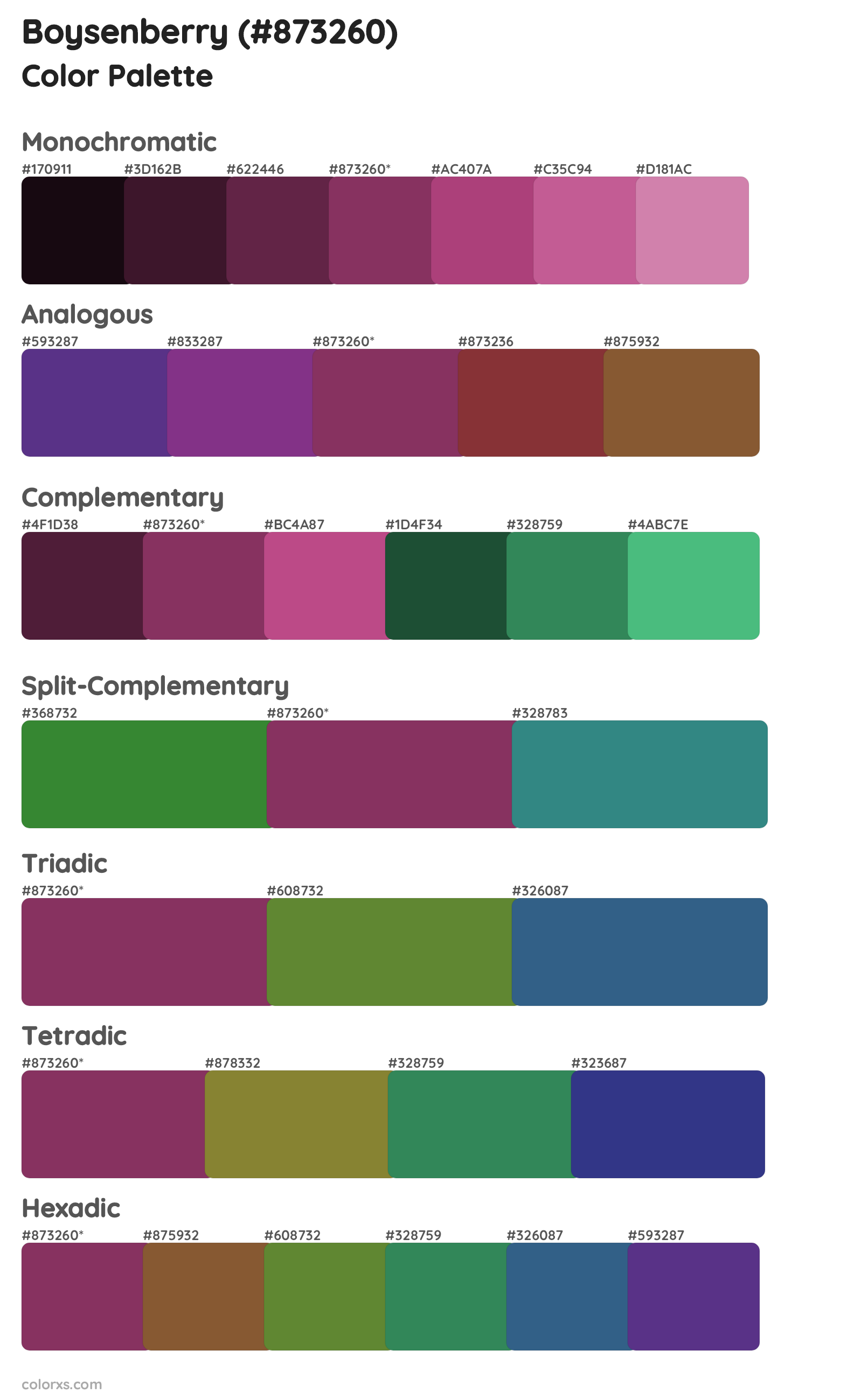 Boysenberry Color Scheme Palettes