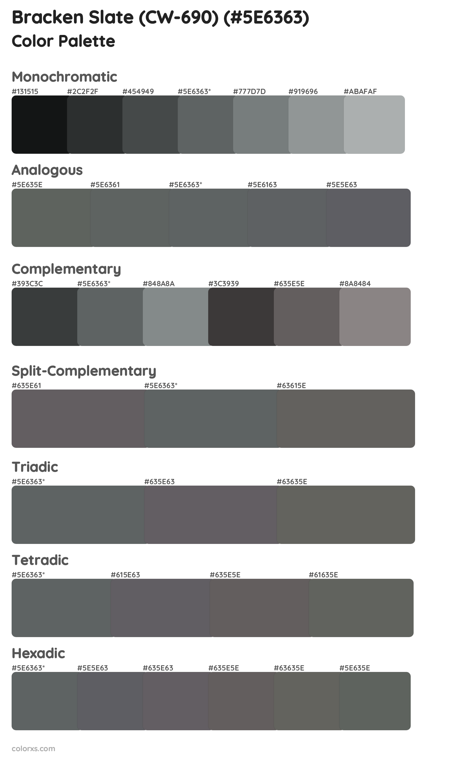 Bracken Slate (CW-690) Color Scheme Palettes