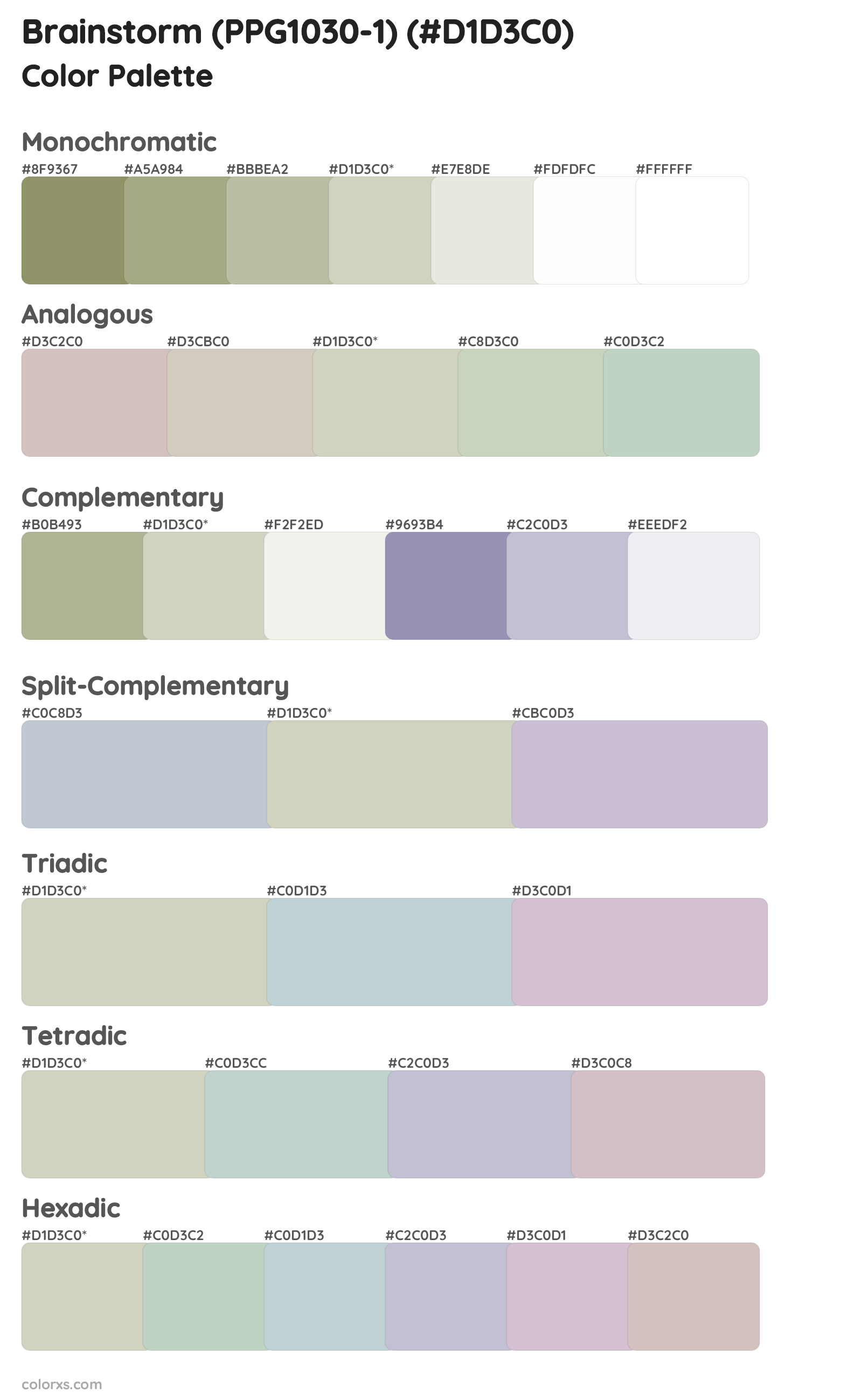 Brainstorm (PPG1030-1) Color Scheme Palettes