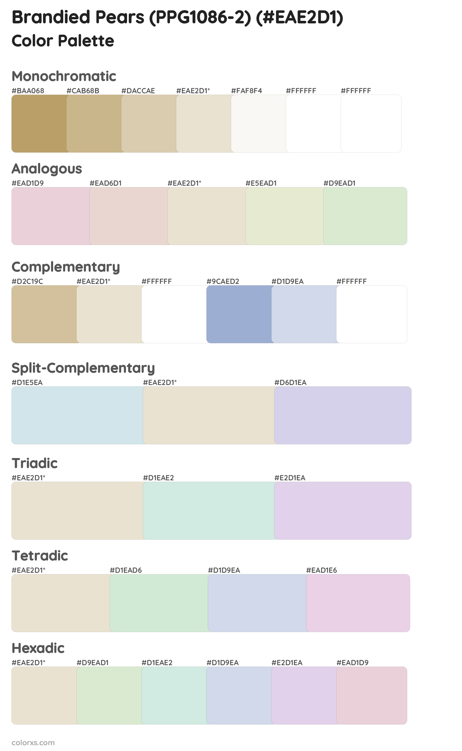 Brandied Pears (PPG1086-2) Color Scheme Palettes