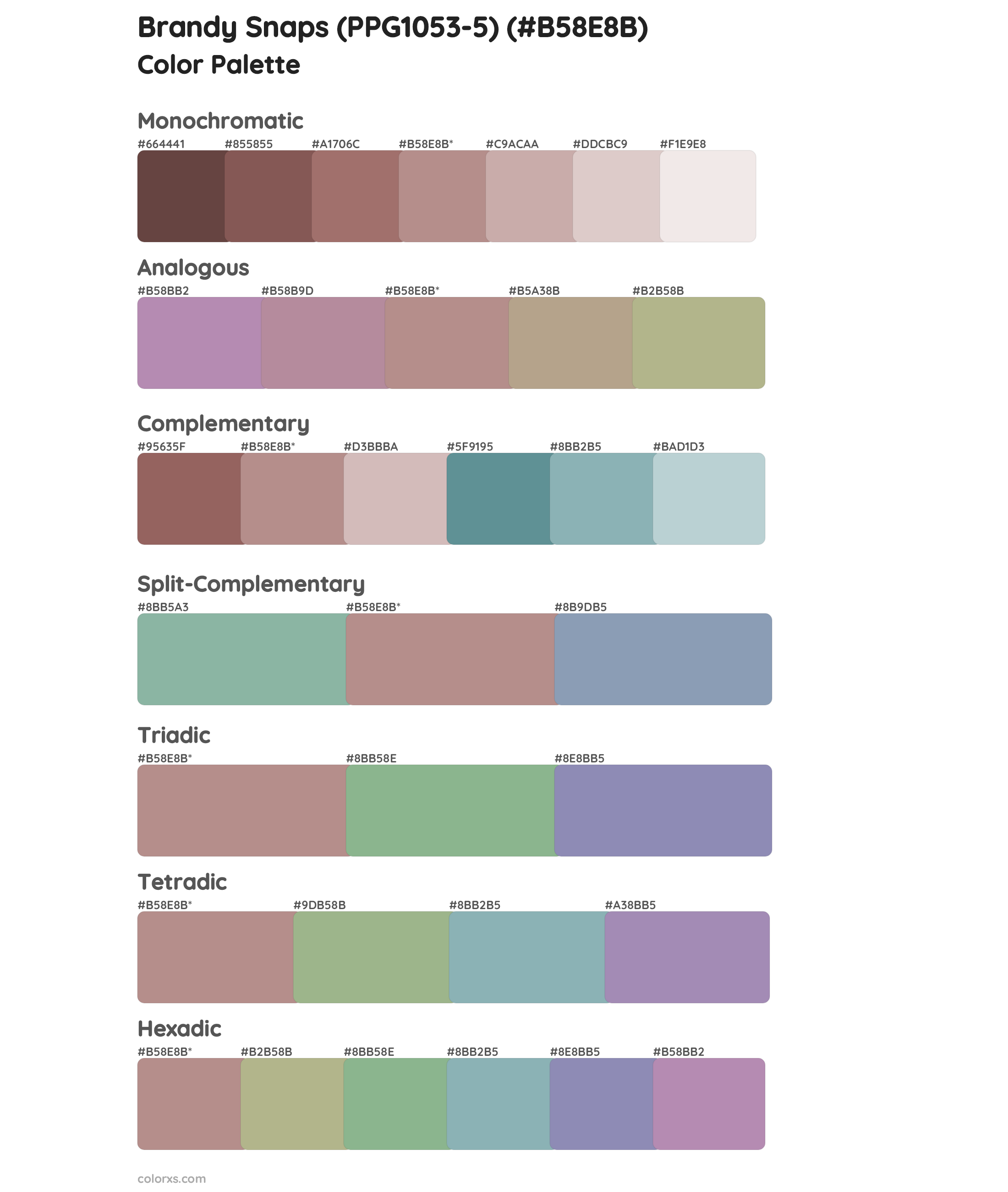 Brandy Snaps (PPG1053-5) Color Scheme Palettes