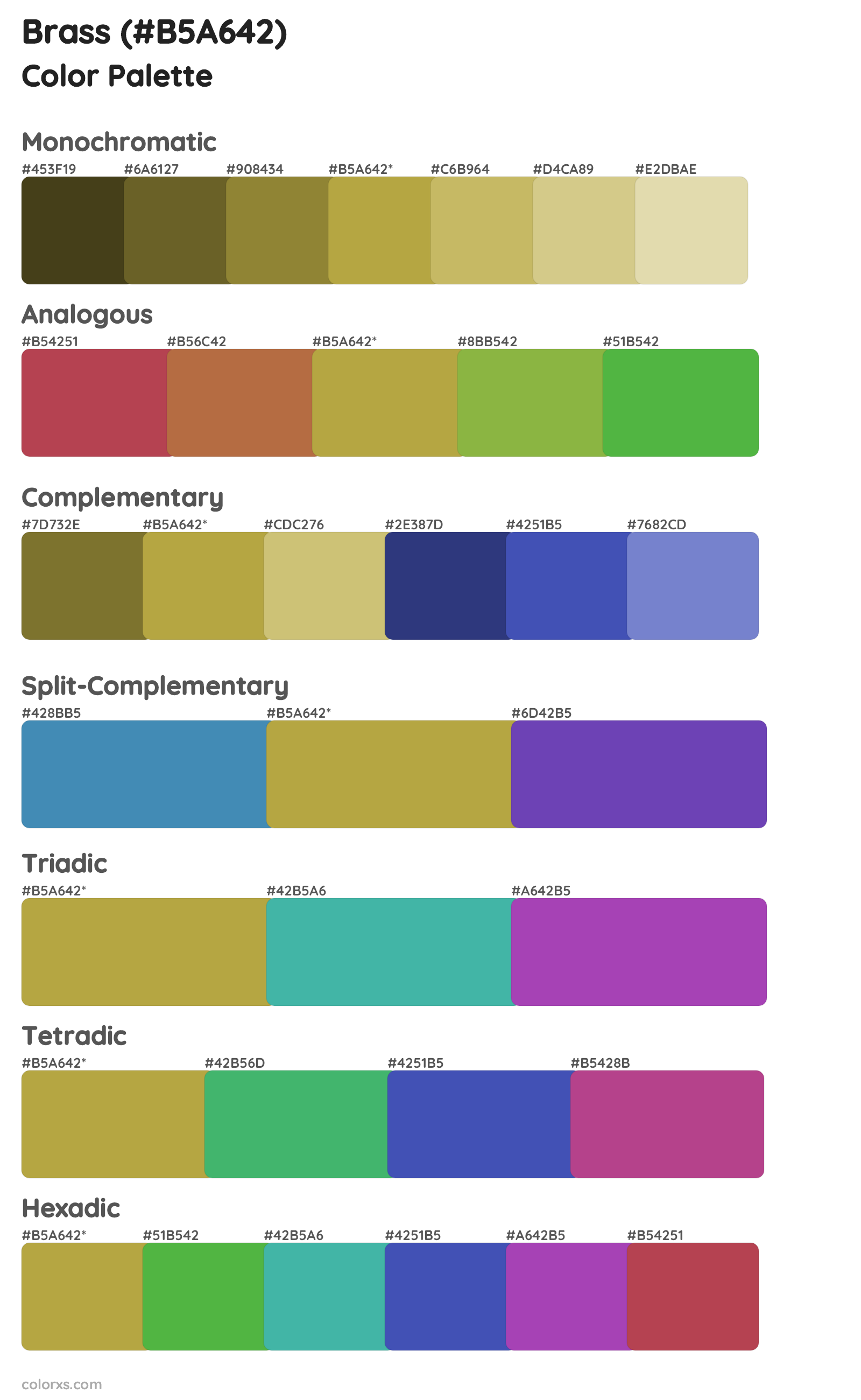 Brass Color Scheme Palettes