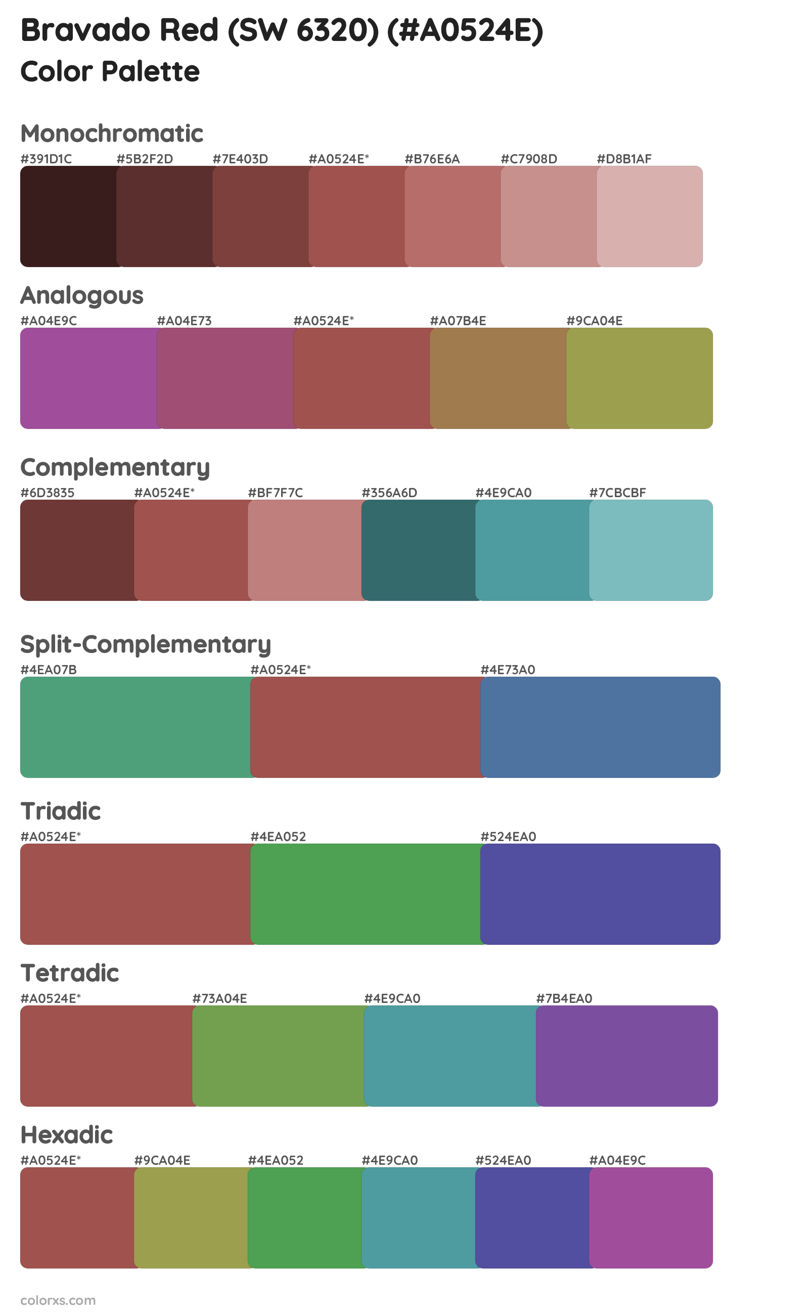 Bravado Red (SW 6320) Color Scheme Palettes