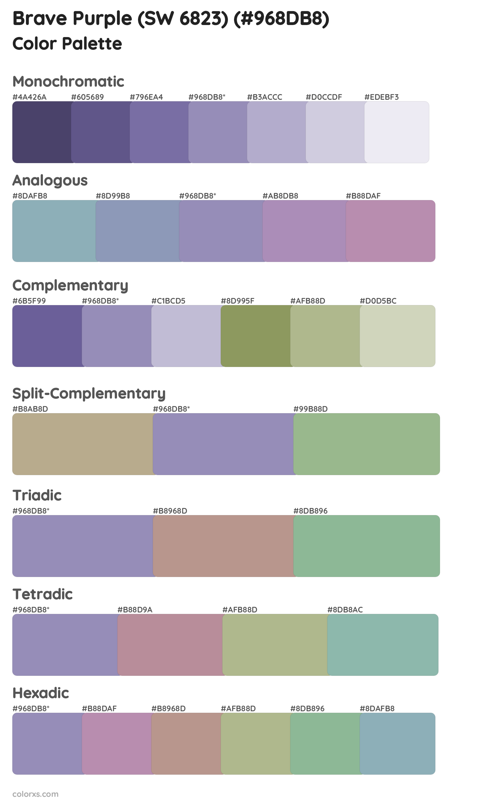 Brave Purple (SW 6823) Color Scheme Palettes