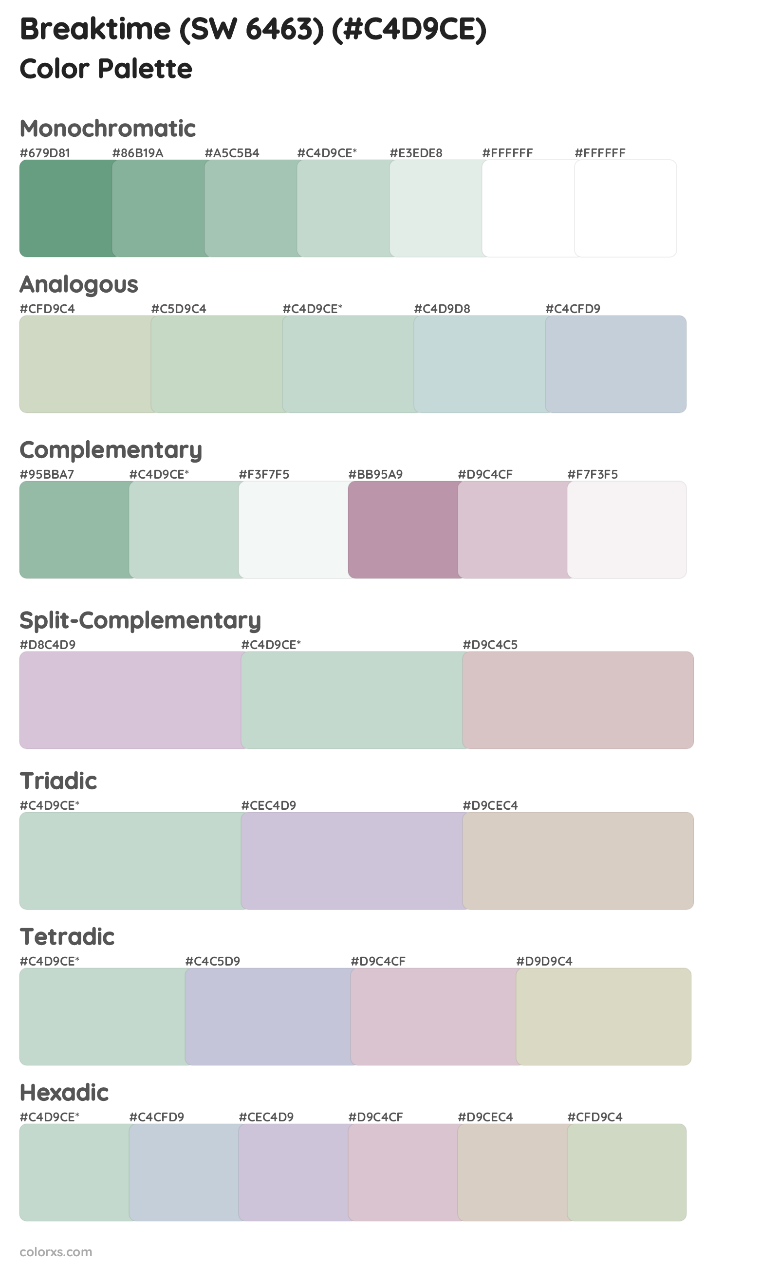 Breaktime (SW 6463) Color Scheme Palettes