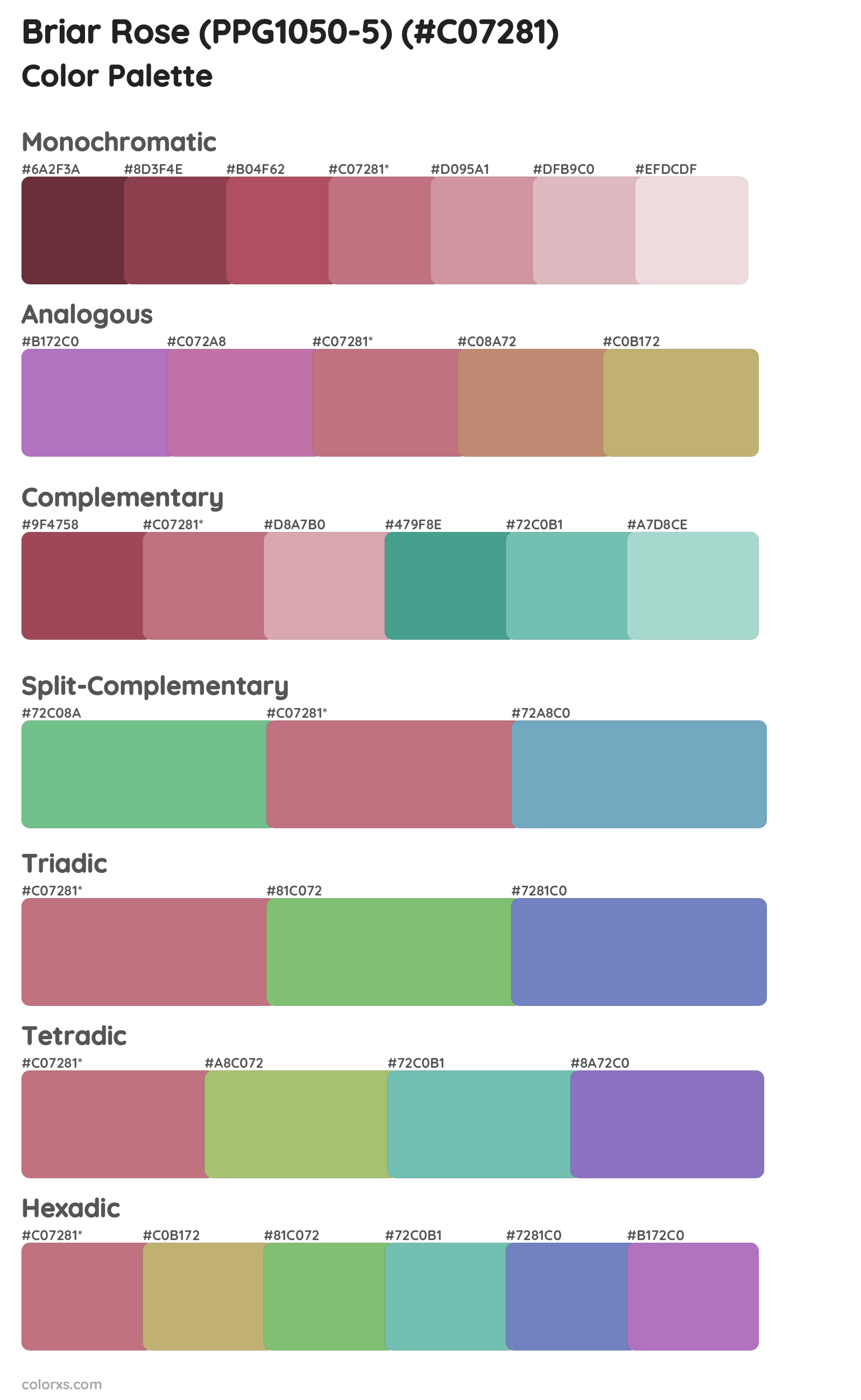 Briar Rose (PPG1050-5) Color Scheme Palettes