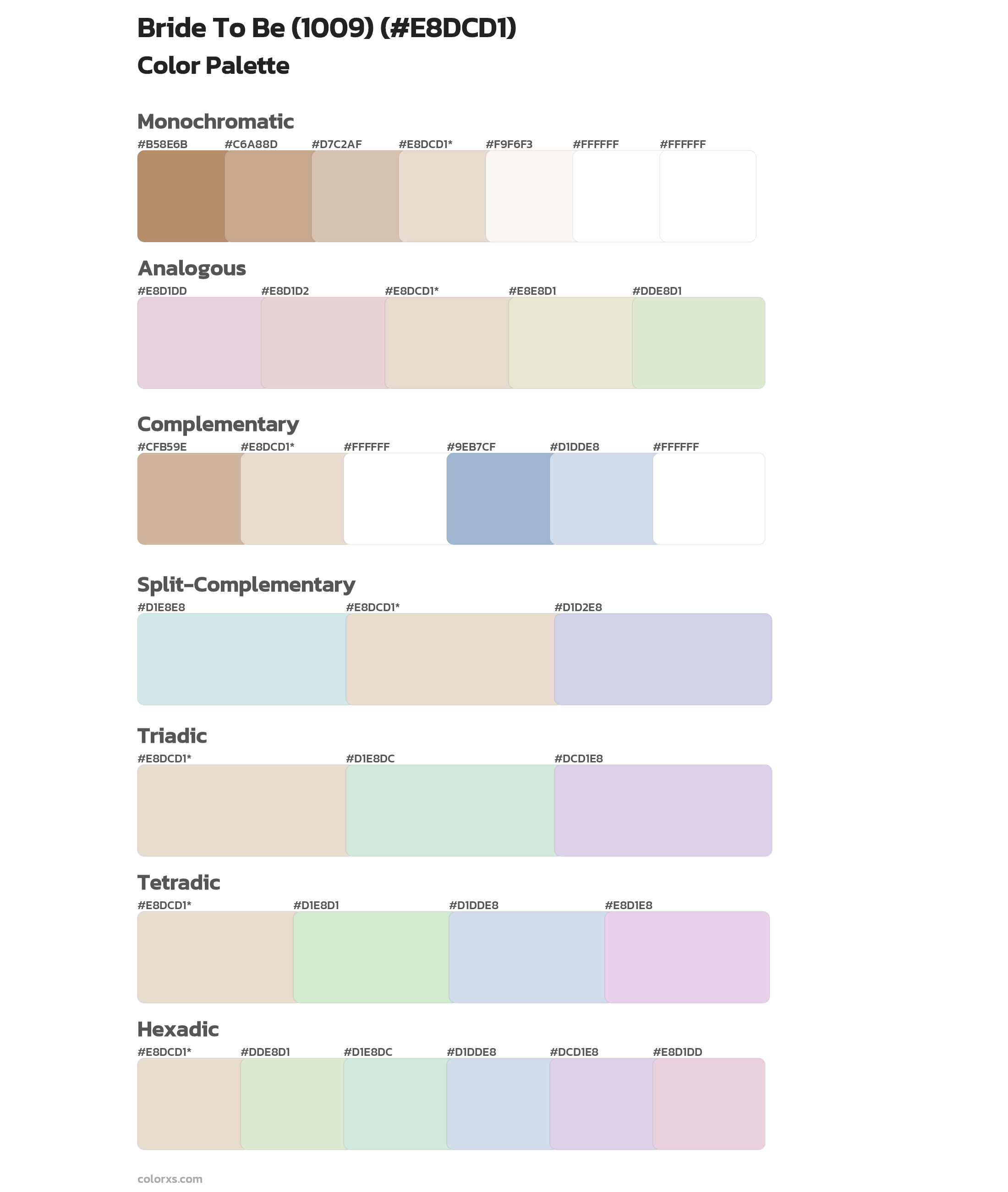 Bride To Be (1009) Color Scheme Palettes