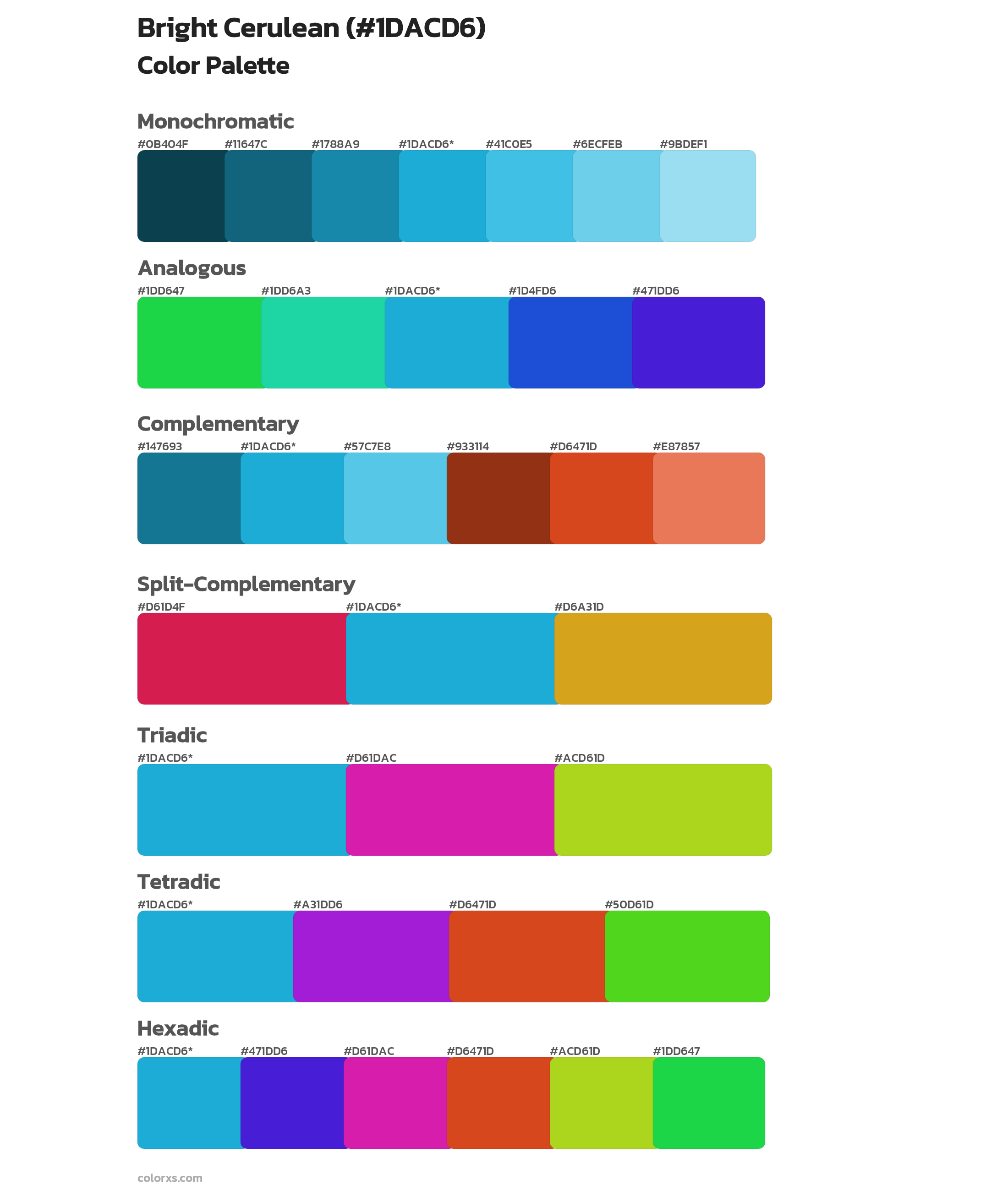 Bright Cerulean Color Scheme Palettes