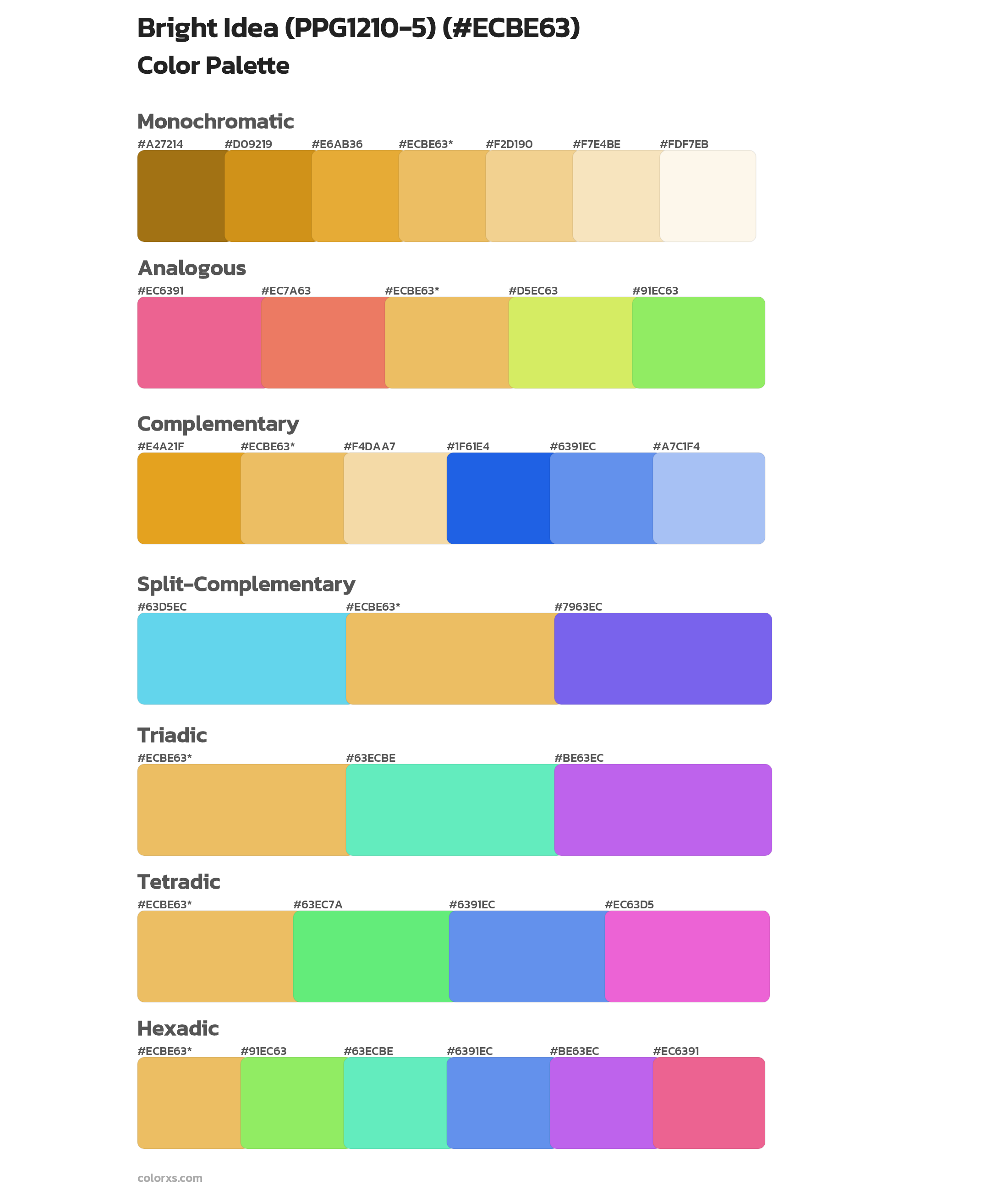 Bright Idea (PPG1210-5) Color Scheme Palettes