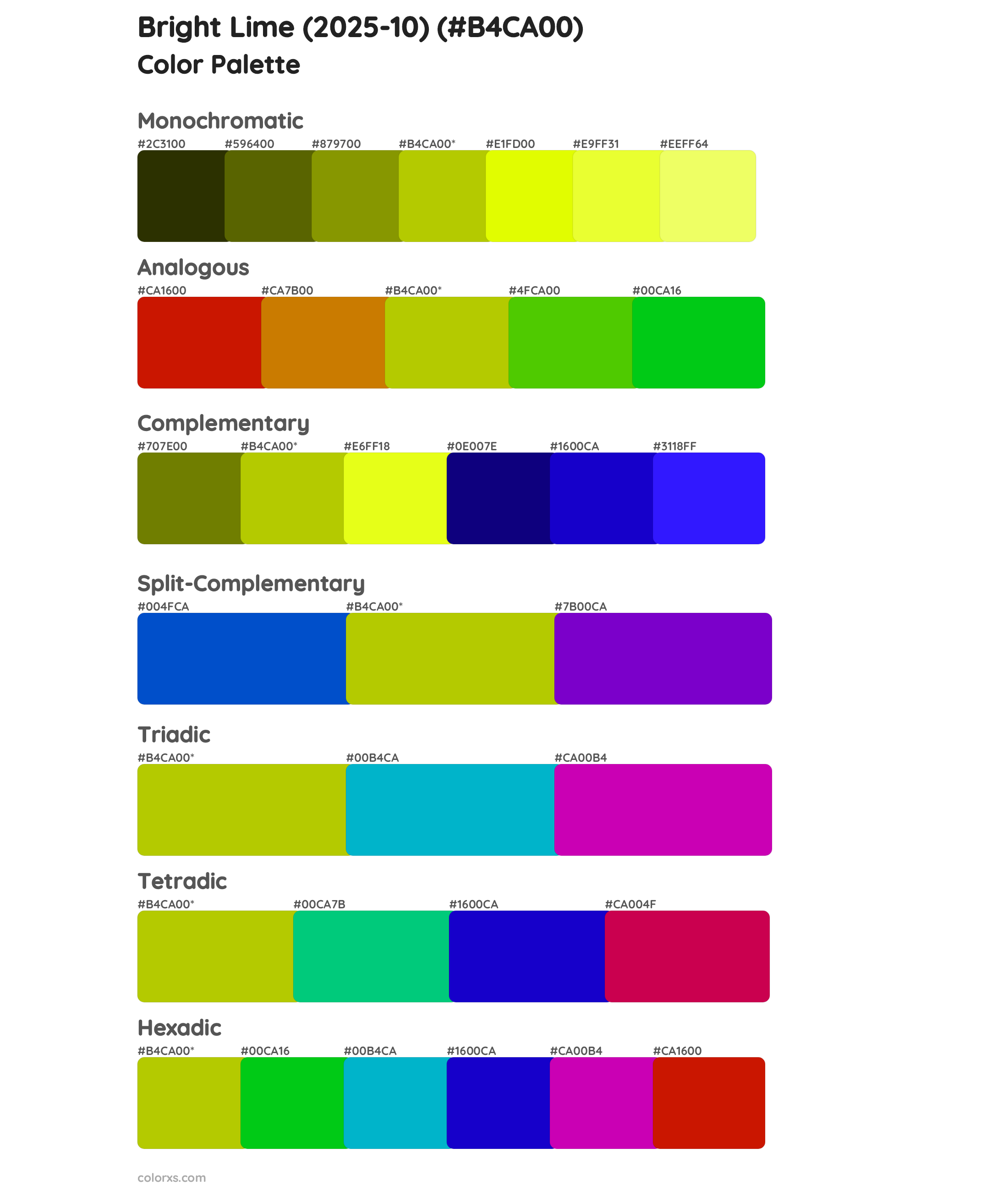 Bright Lime (2025-10) Color Scheme Palettes
