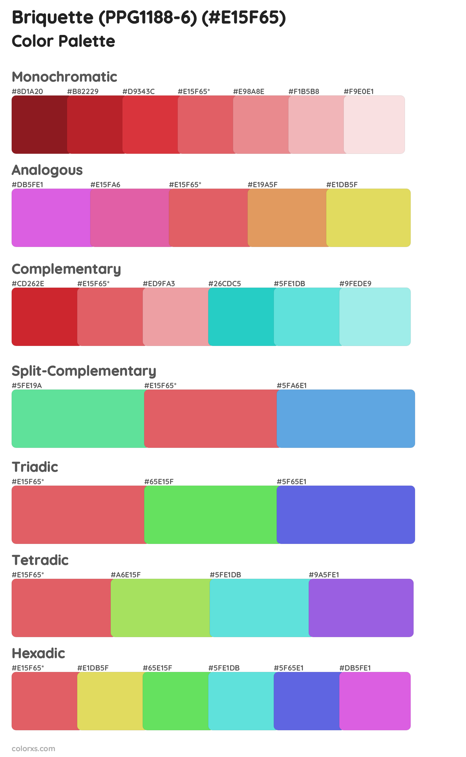Briquette (PPG1188-6) Color Scheme Palettes