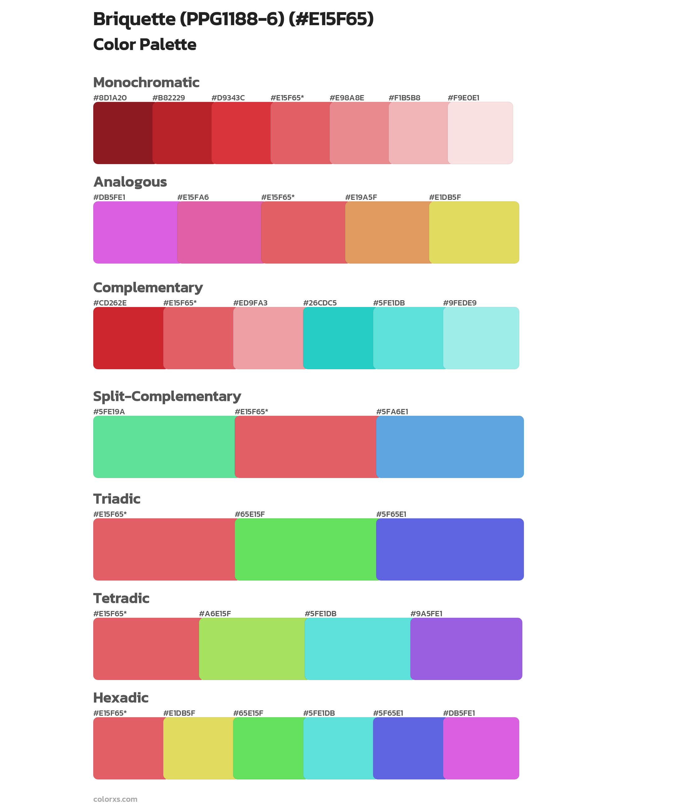Briquette (PPG1188-6) Color Scheme Palettes