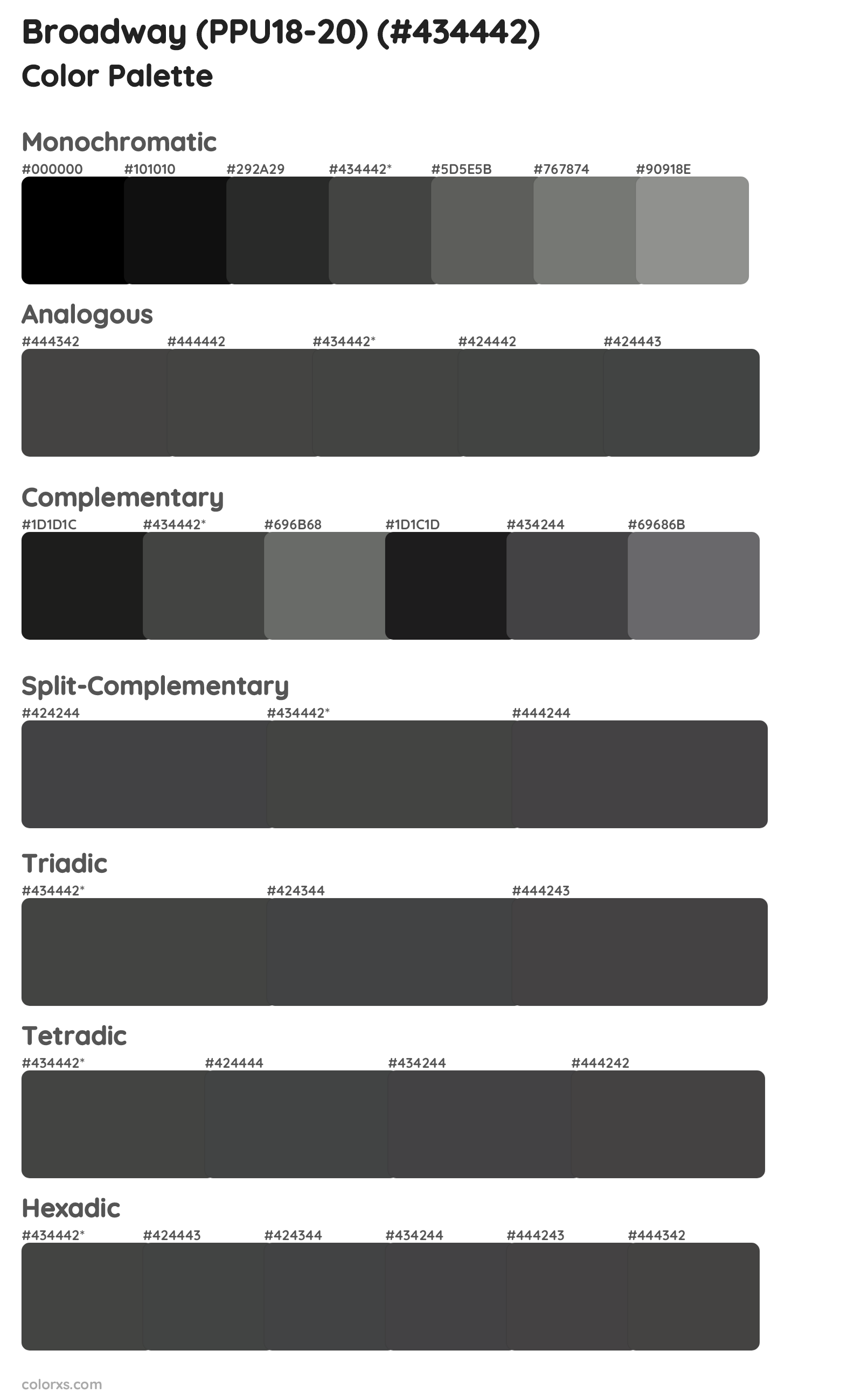 Broadway (PPU18-20) Color Scheme Palettes