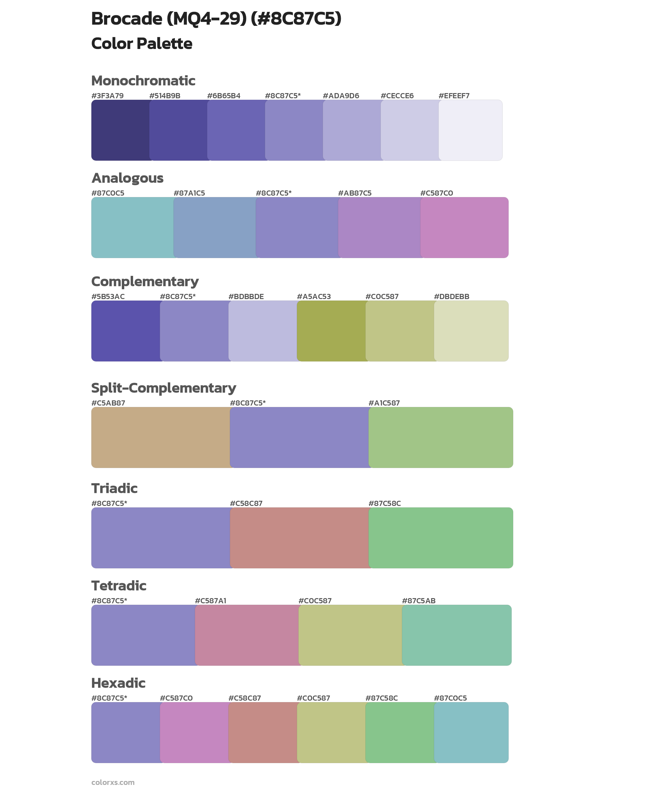 Brocade (MQ4-29) Color Scheme Palettes