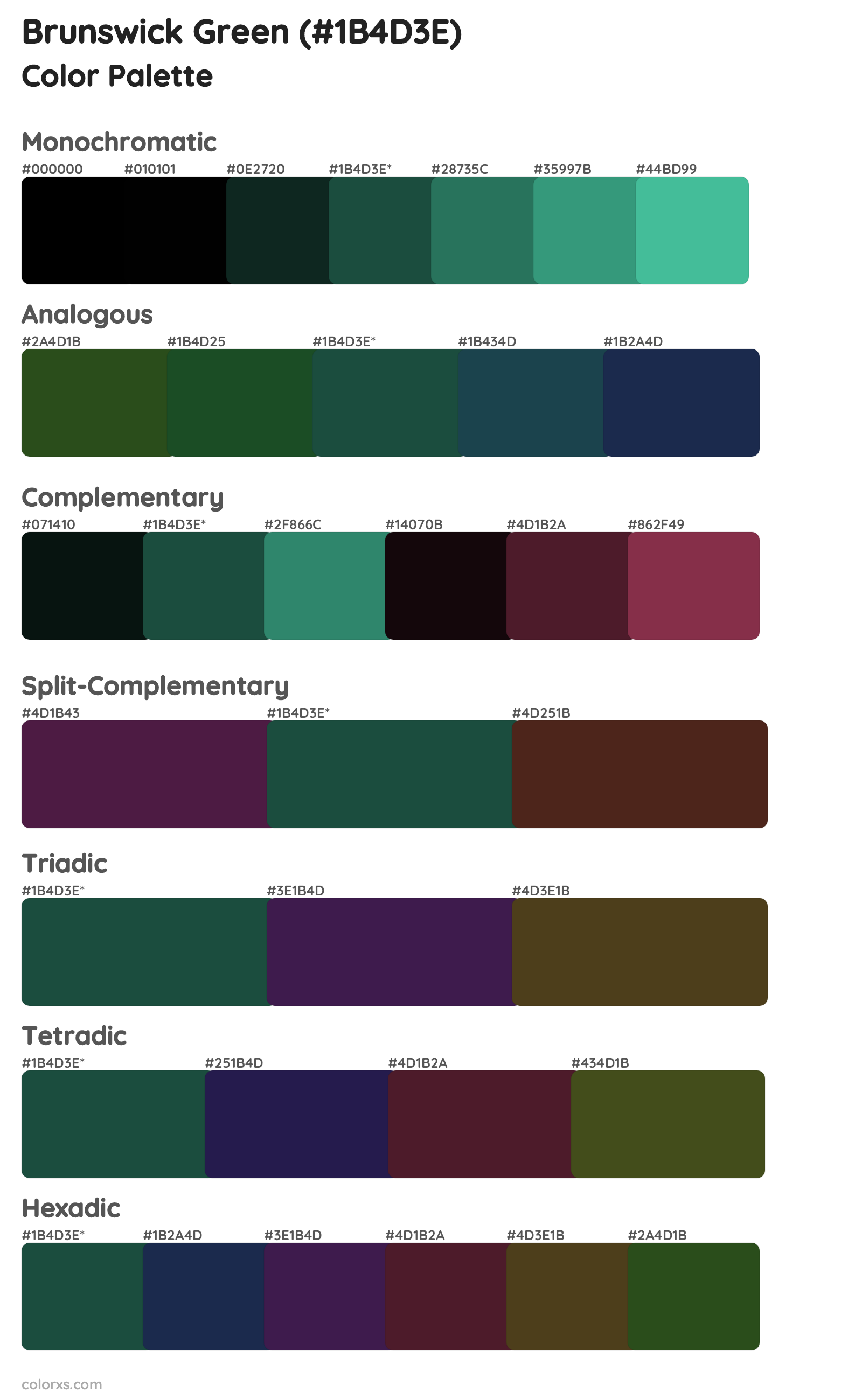 Brunswick Green Color Scheme Palettes