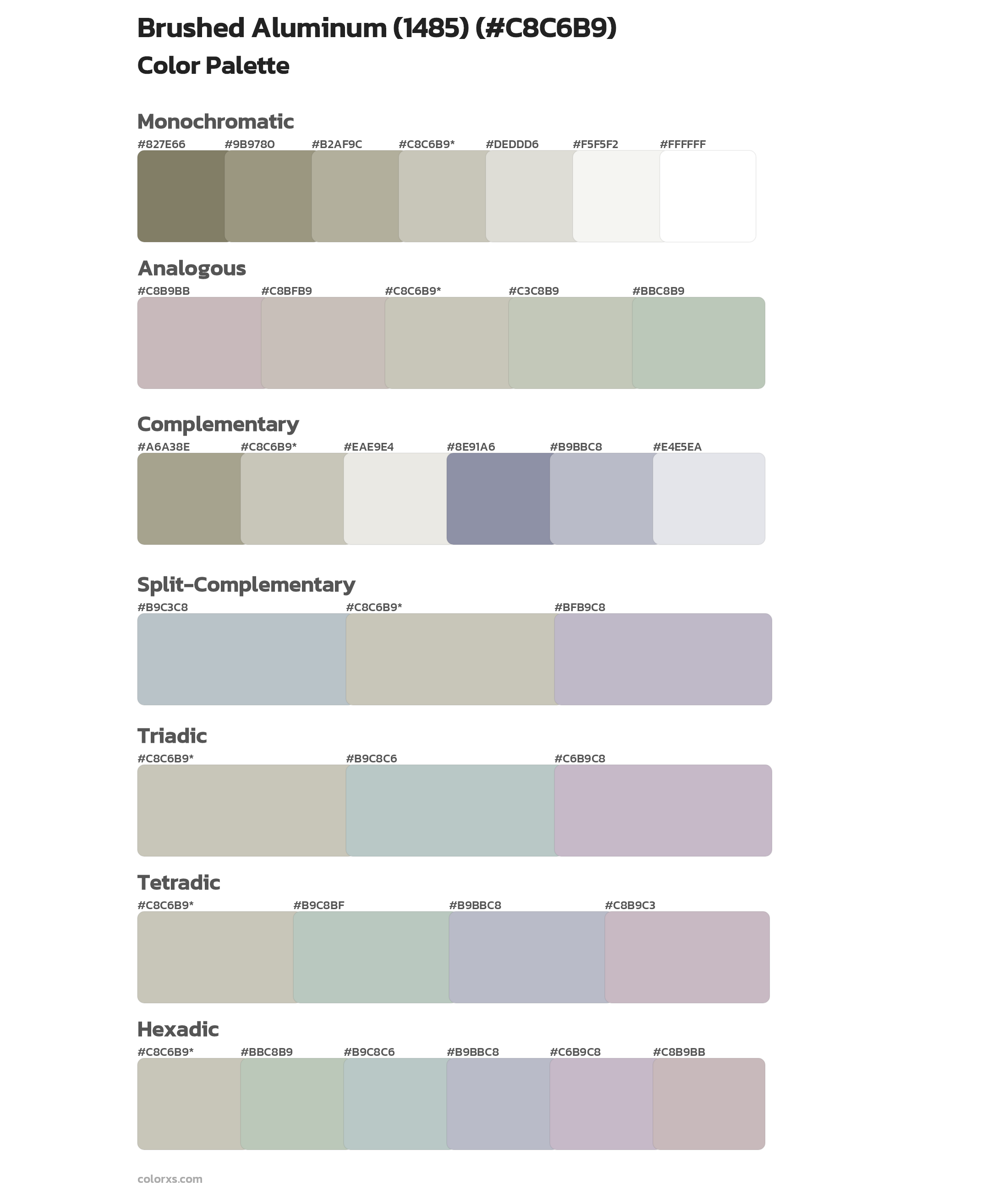 Brushed Aluminum (1485) Color Scheme Palettes