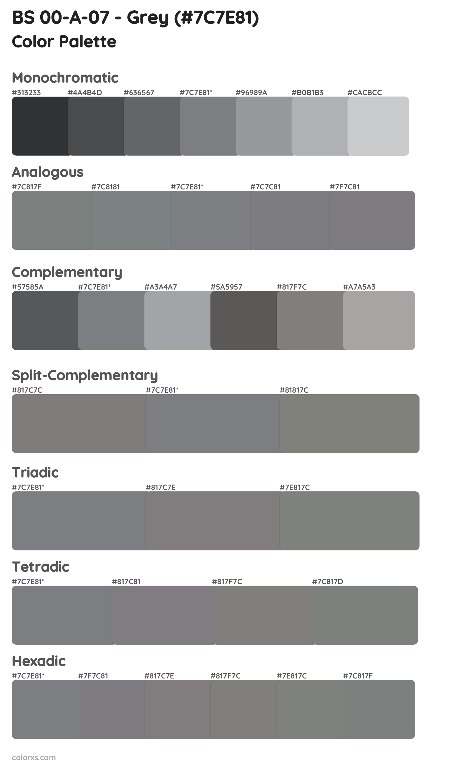 BS 00-A-07 - Grey Color Scheme Palettes