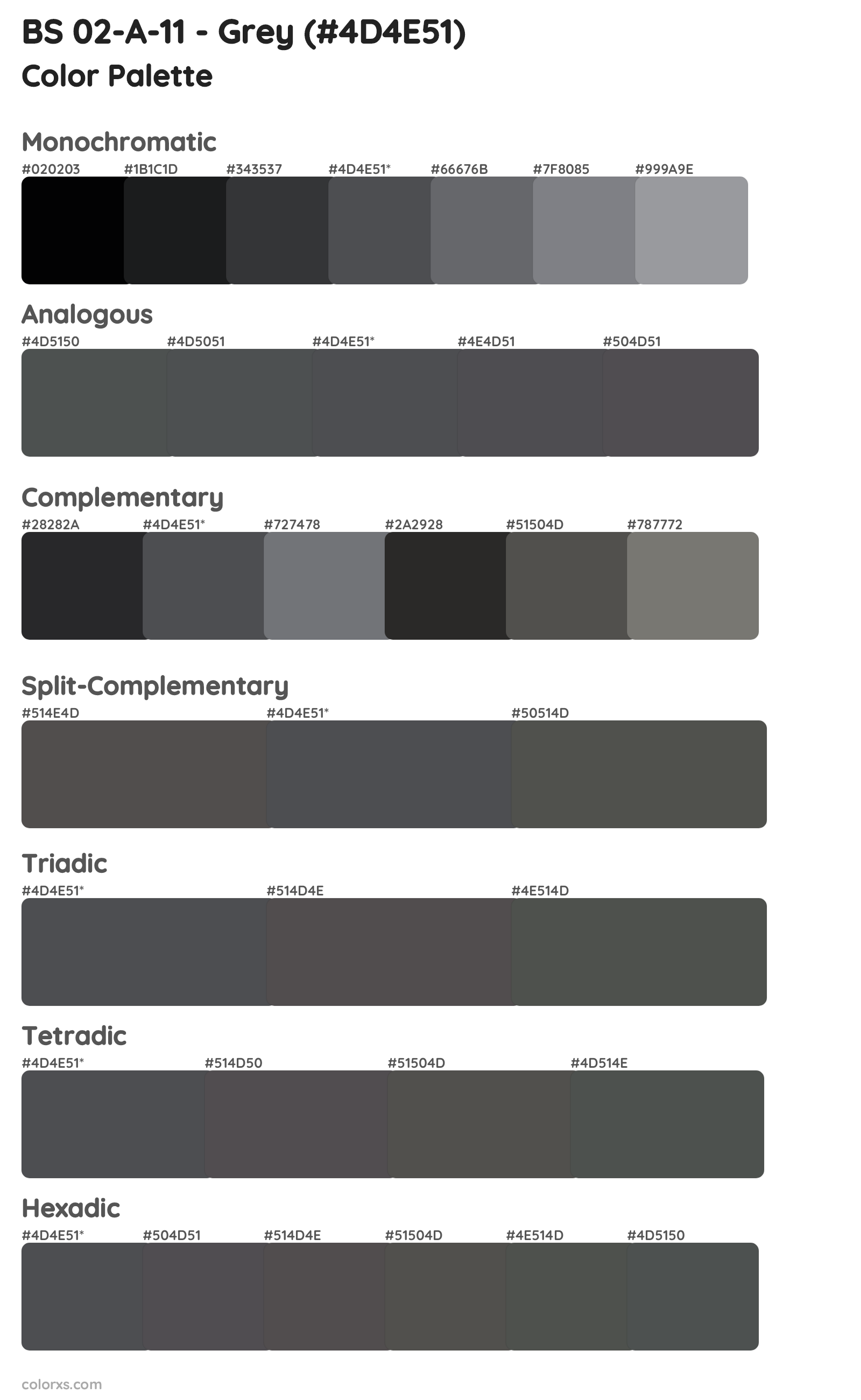 BS 02-A-11 - Grey Color Scheme Palettes