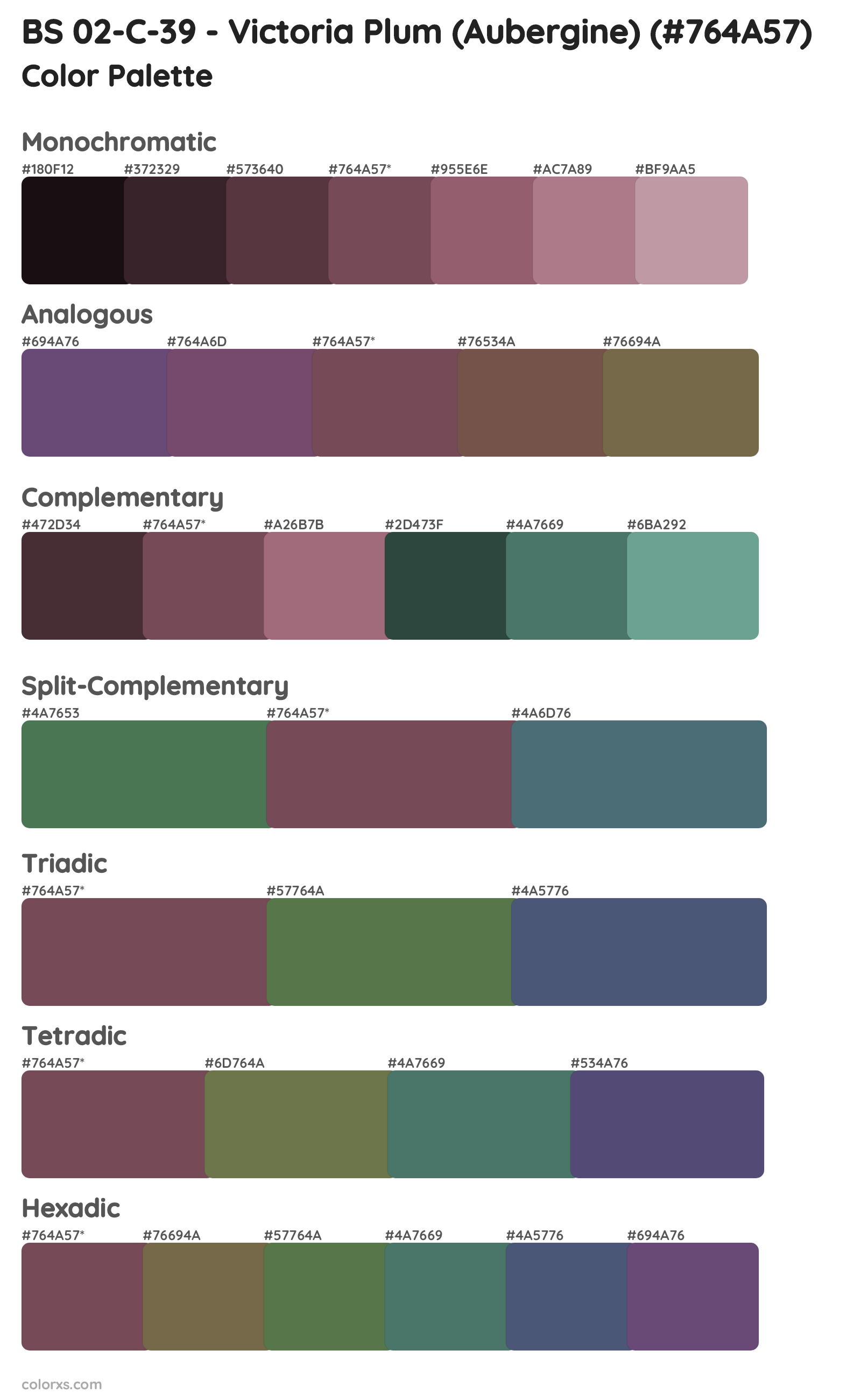 BS 02-C-39 - Victoria Plum (Aubergine) Color Scheme Palettes