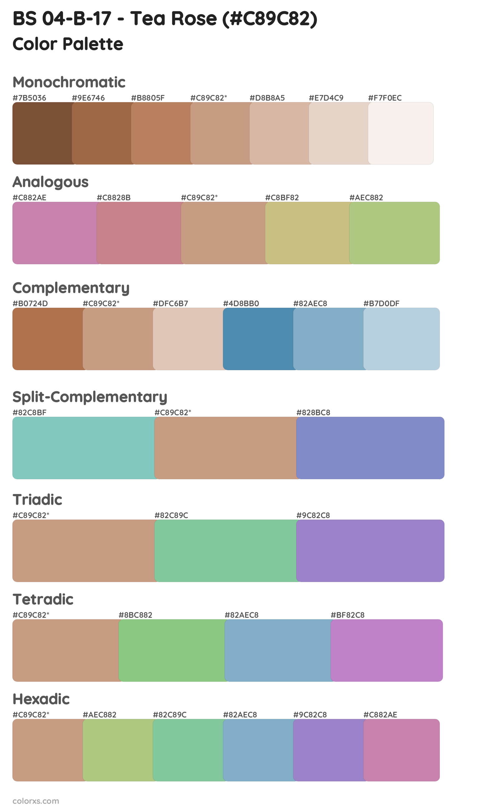 BS 04-B-17 - Tea Rose Color Scheme Palettes