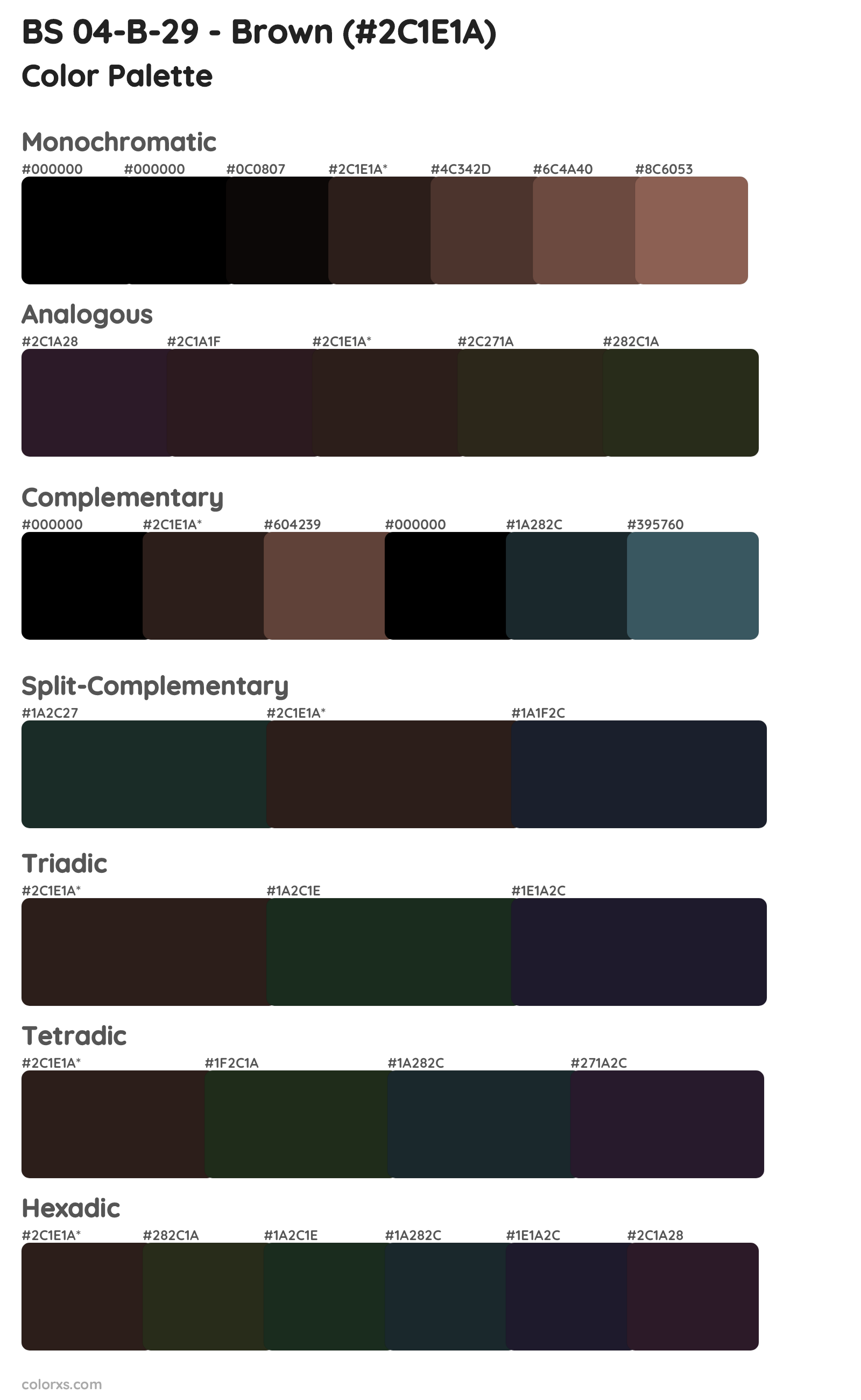 BS 04-B-29 - Brown Color Scheme Palettes