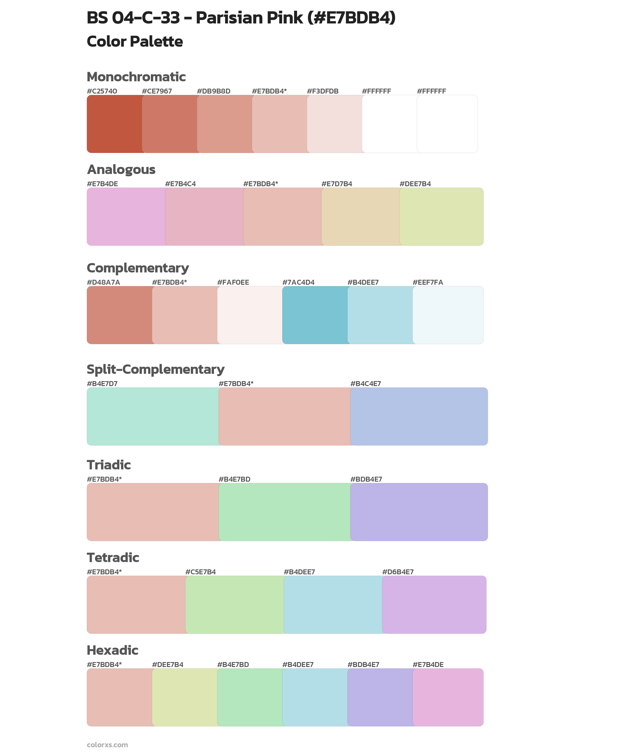 BS 04-C-33 - Parisian Pink Color Scheme Palettes