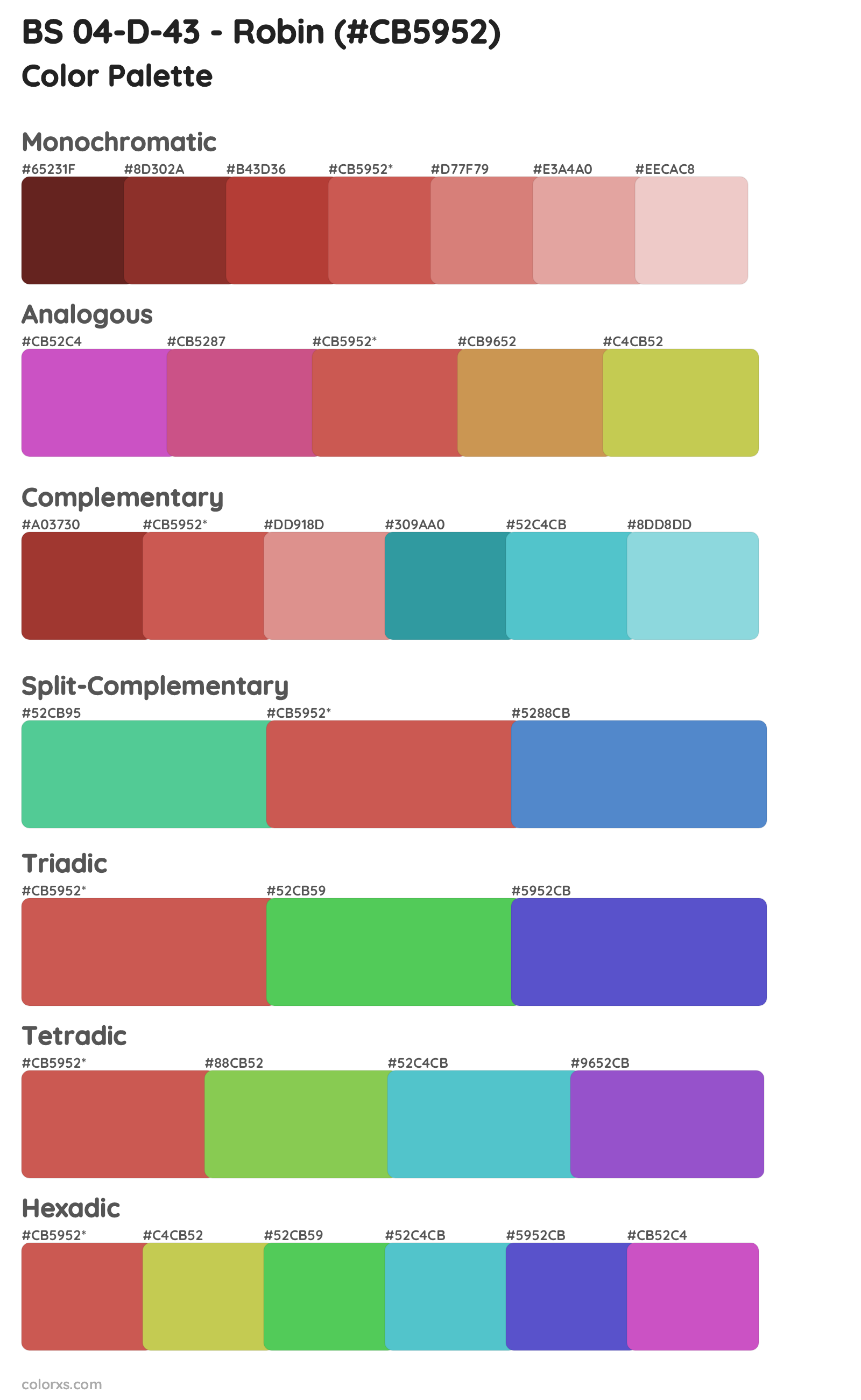 BS 04-D-43 - Robin Color Scheme Palettes