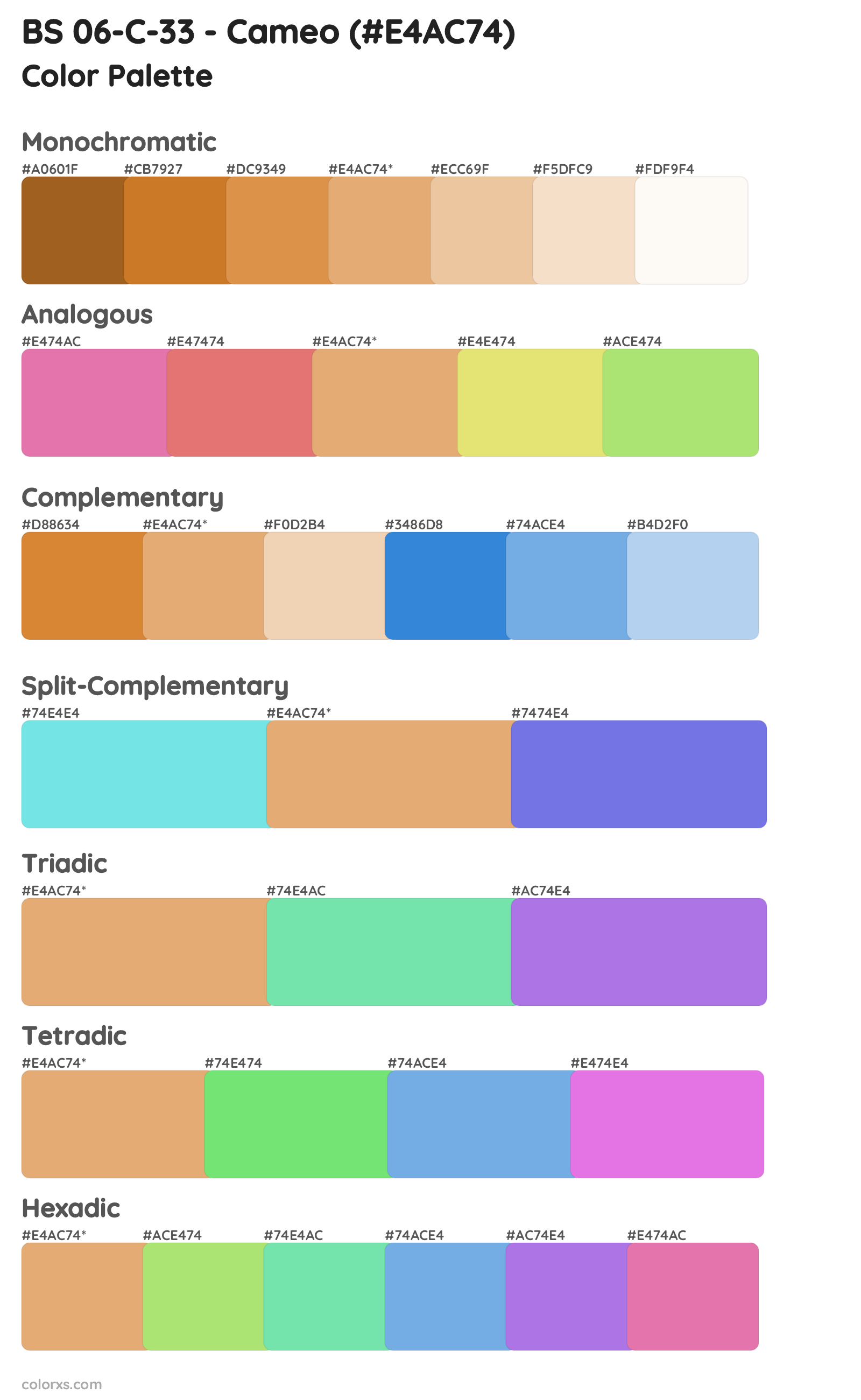 BS 06-C-33 - Cameo Color Scheme Palettes