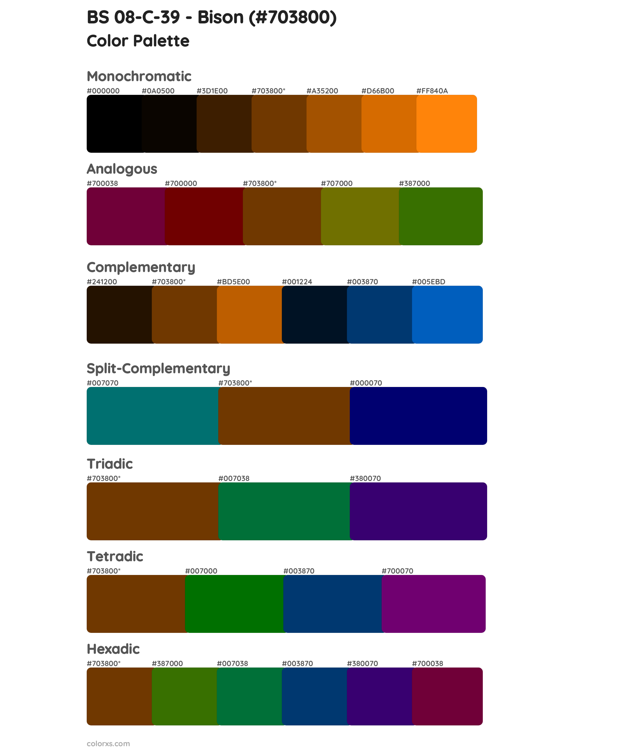 BS 08-C-39 - Bison Color Scheme Palettes