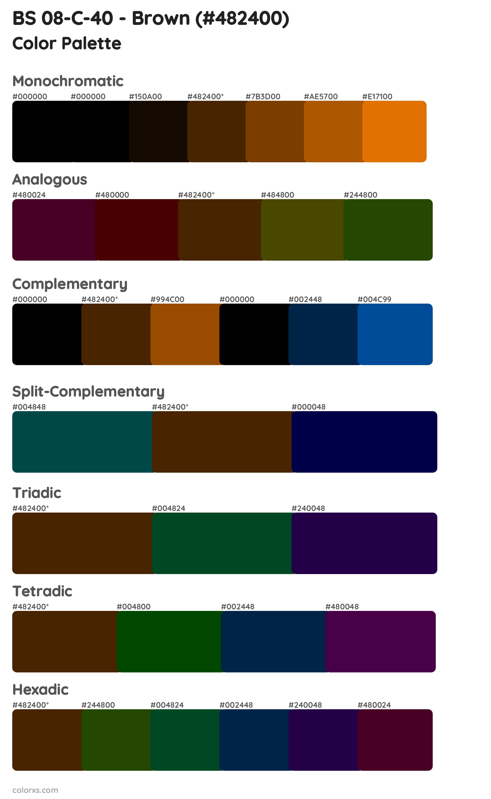 BS 08-C-40 - Brown Color Scheme Palettes