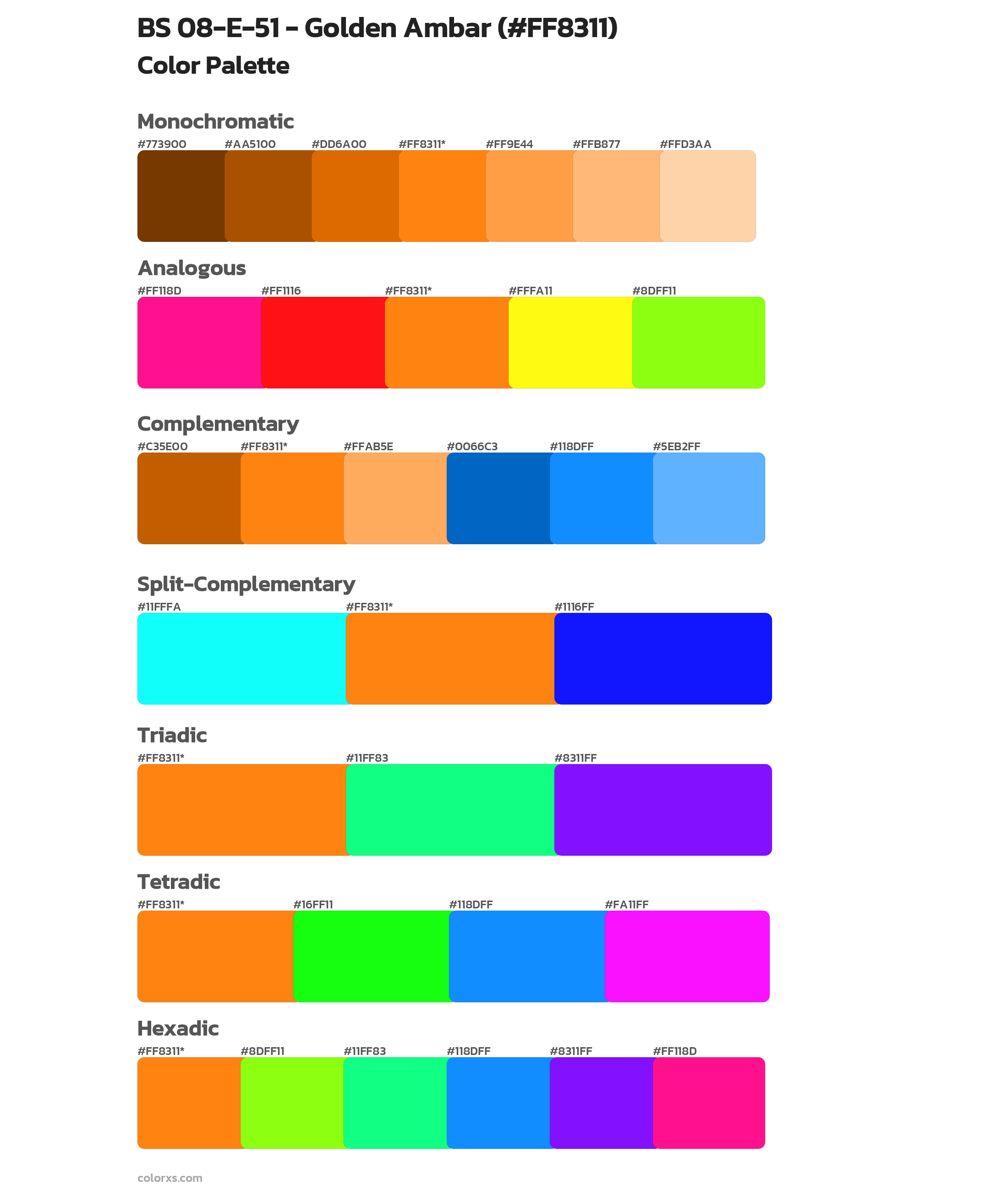BS 08-E-51 - Golden Ambar Color Scheme Palettes