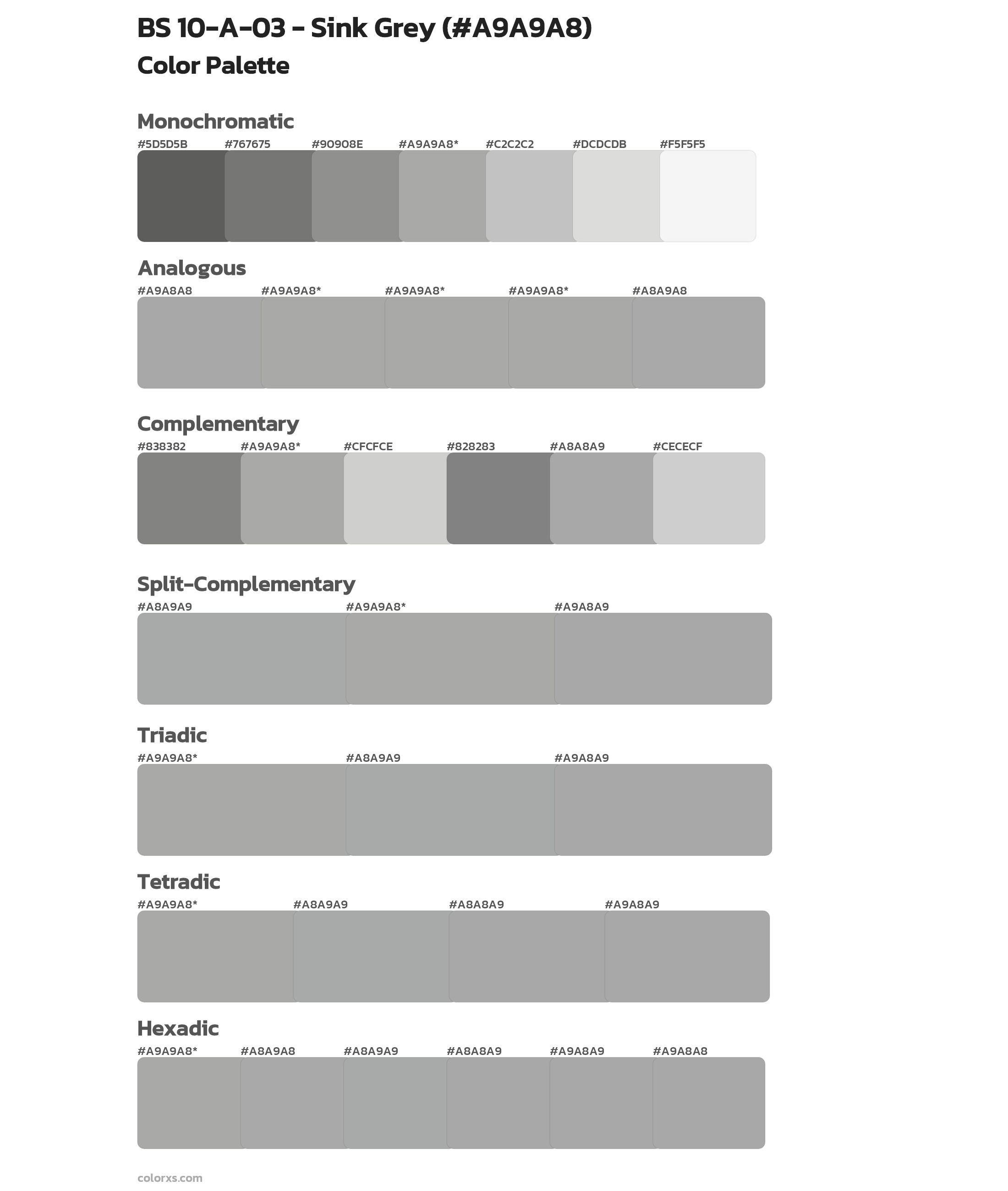 BS 10-A-03 - Sink Grey Color Scheme Palettes