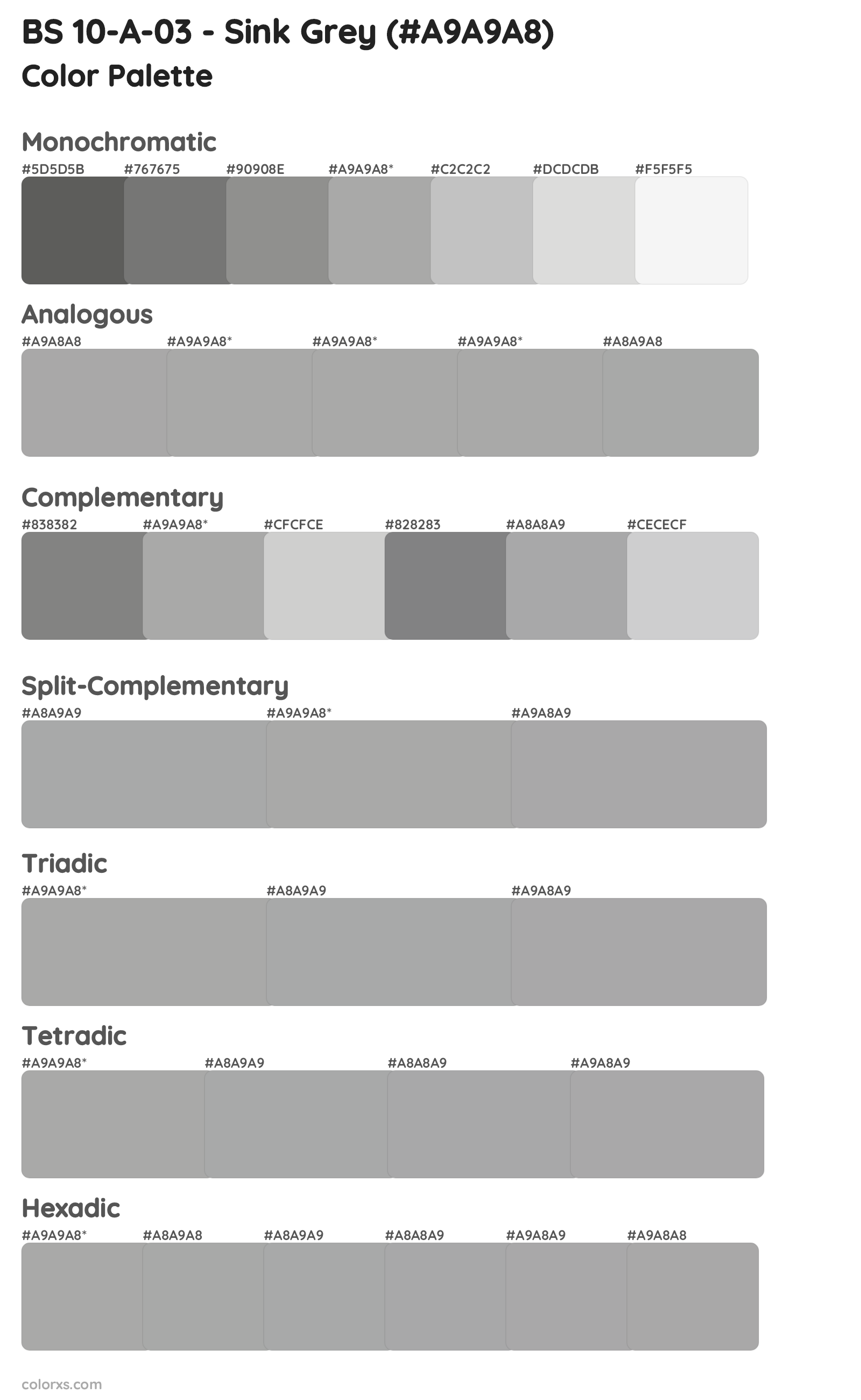 BS 10-A-03 - Sink Grey Color Scheme Palettes