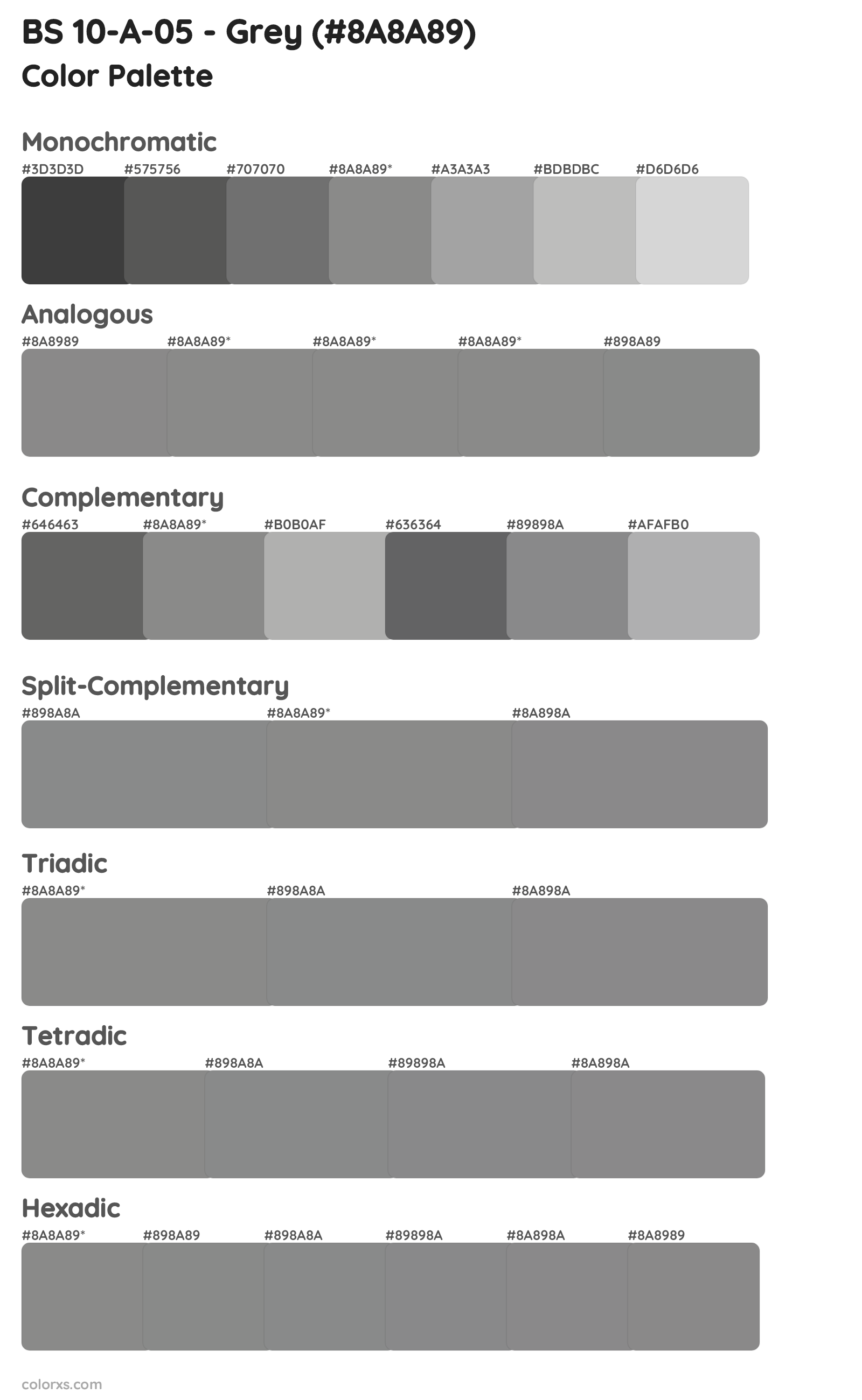 BS 10-A-05 - Grey Color Scheme Palettes