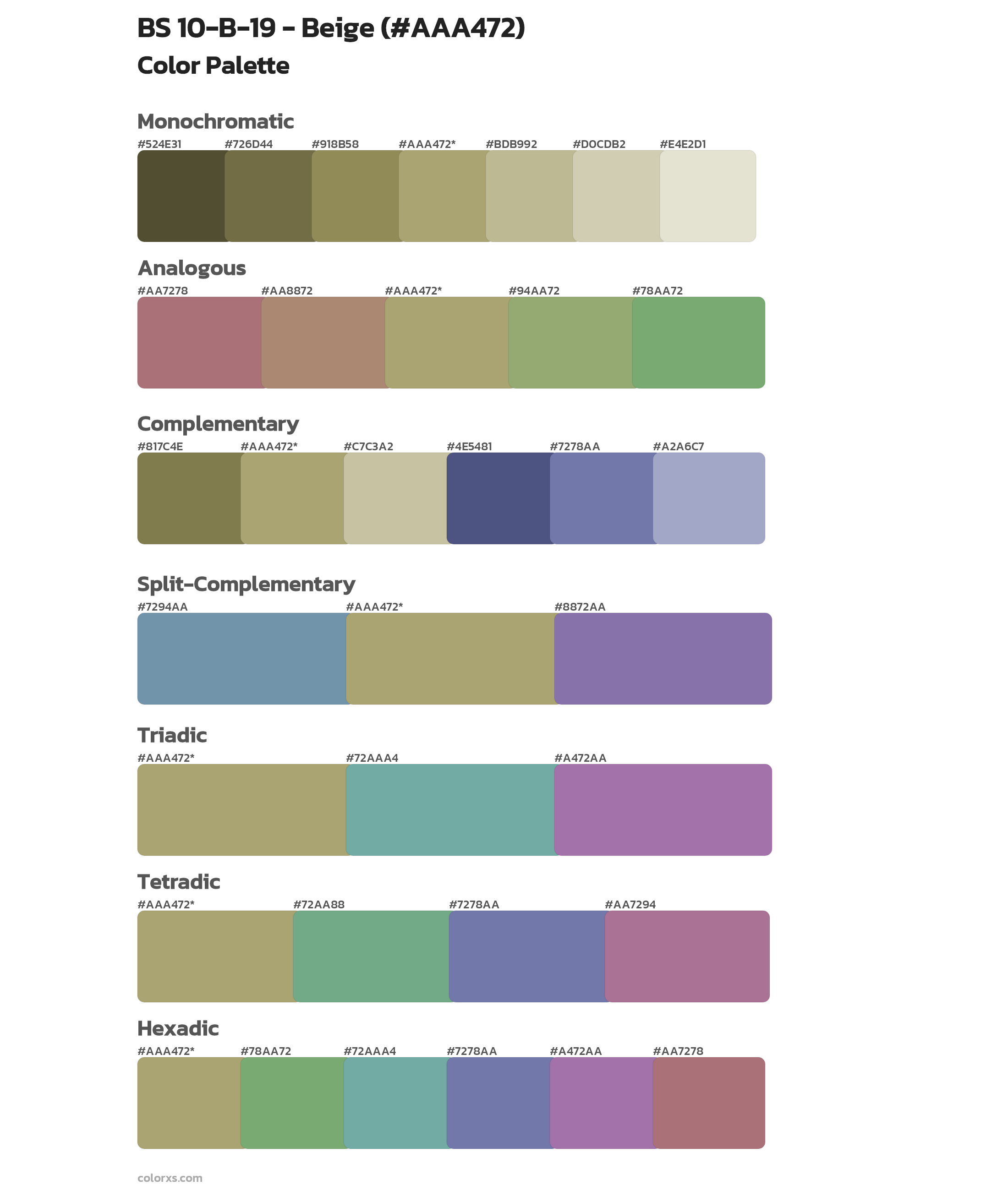 BS 10-B-19 - Beige Color Scheme Palettes