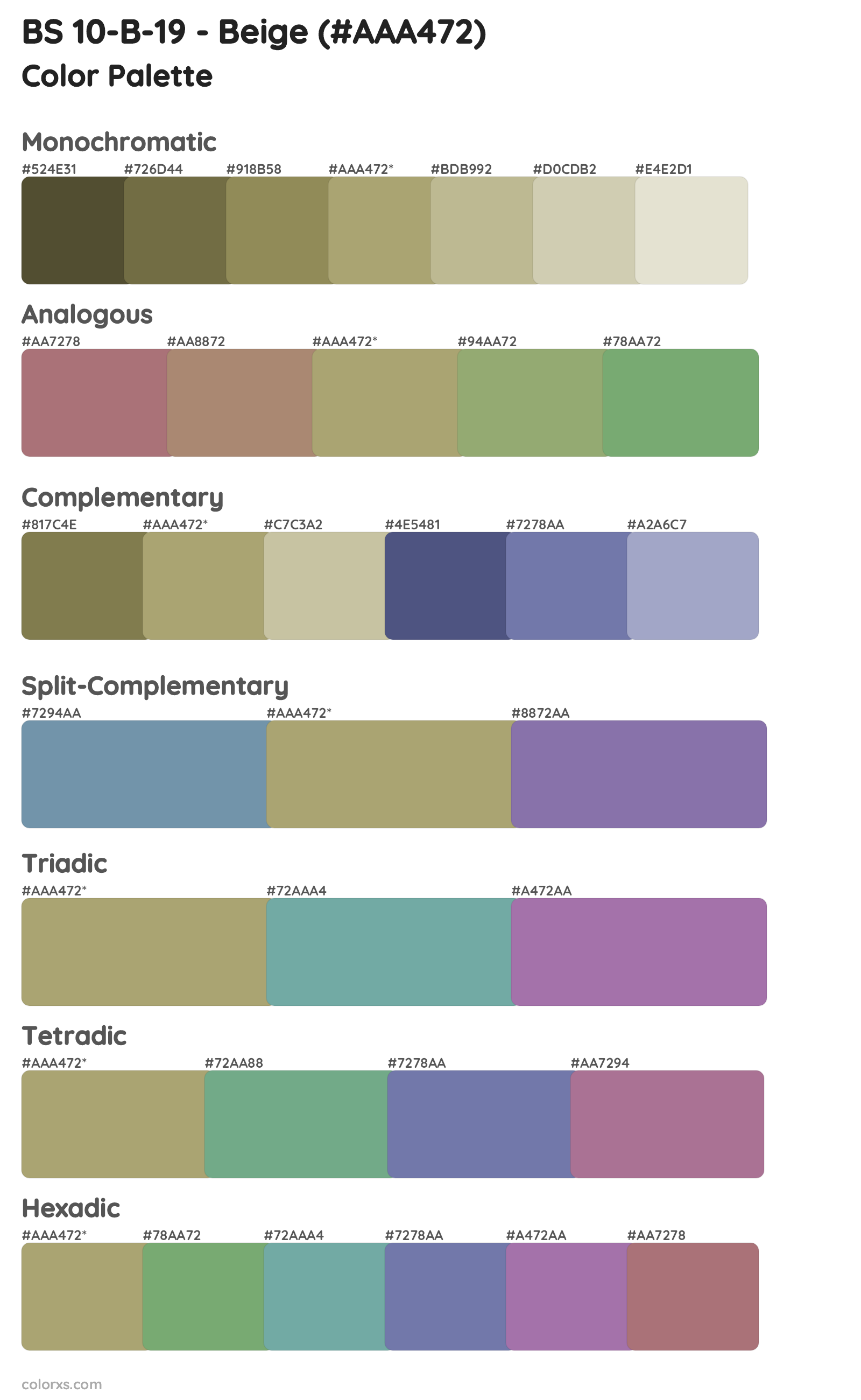 BS 10-B-19 - Beige Color Scheme Palettes