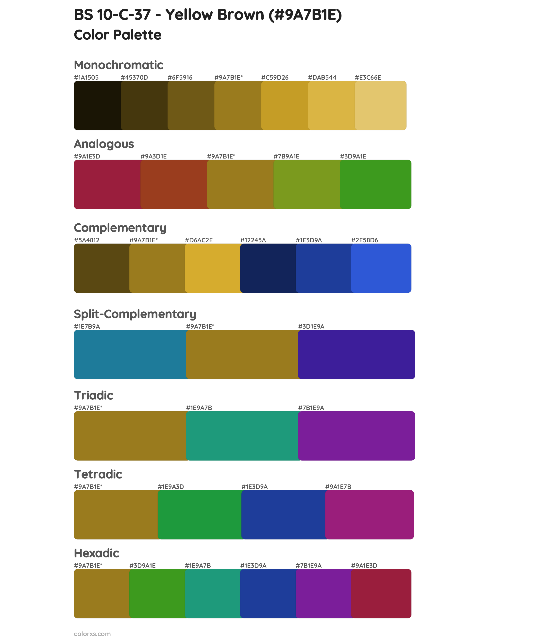 BS 10-C-37 - Yellow Brown Color Scheme Palettes