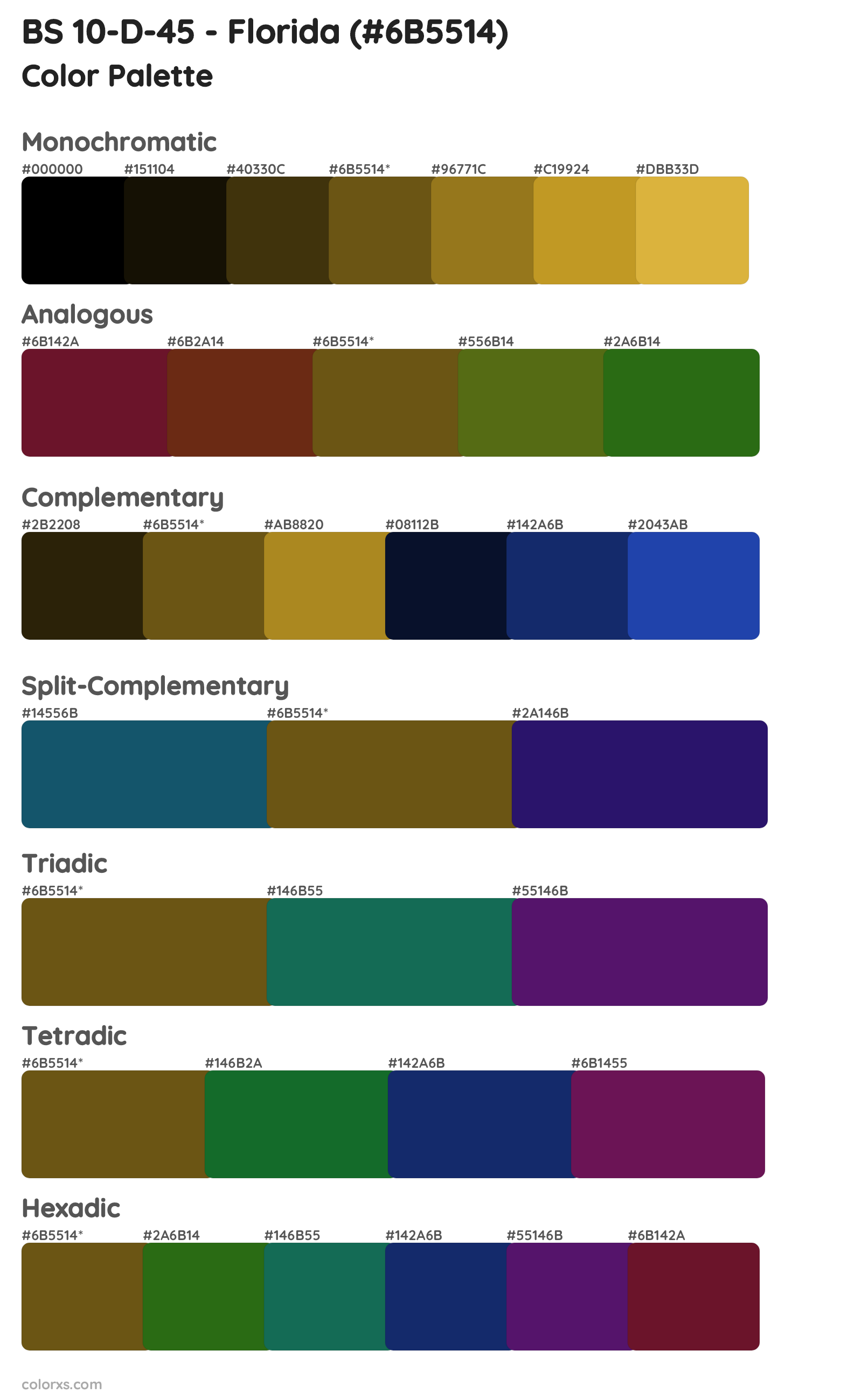 BS 10-D-45 - Florida Color Scheme Palettes