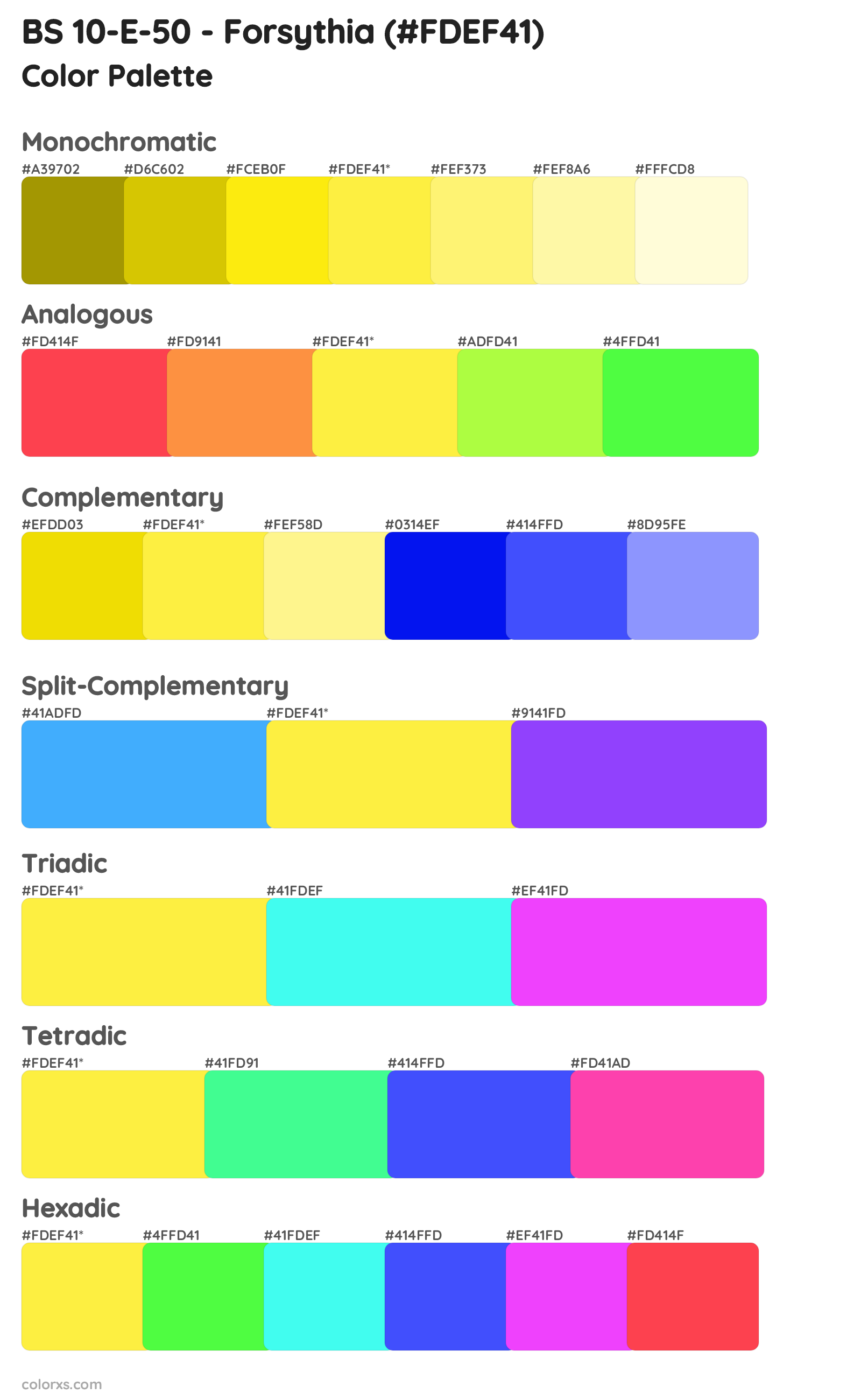 BS 10-E-50 - Forsythia Color Scheme Palettes