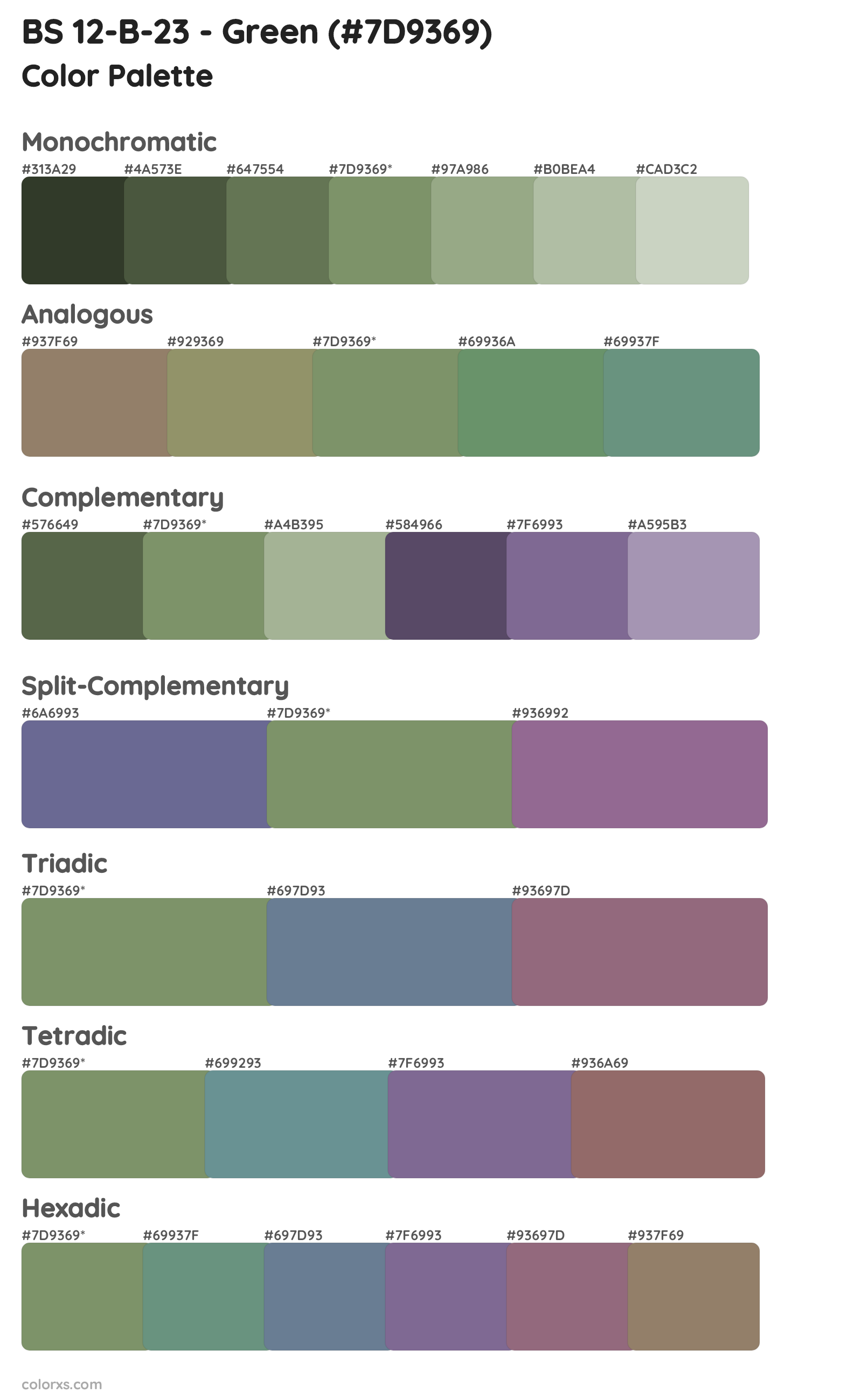 BS 12-B-23 - Green Color Scheme Palettes