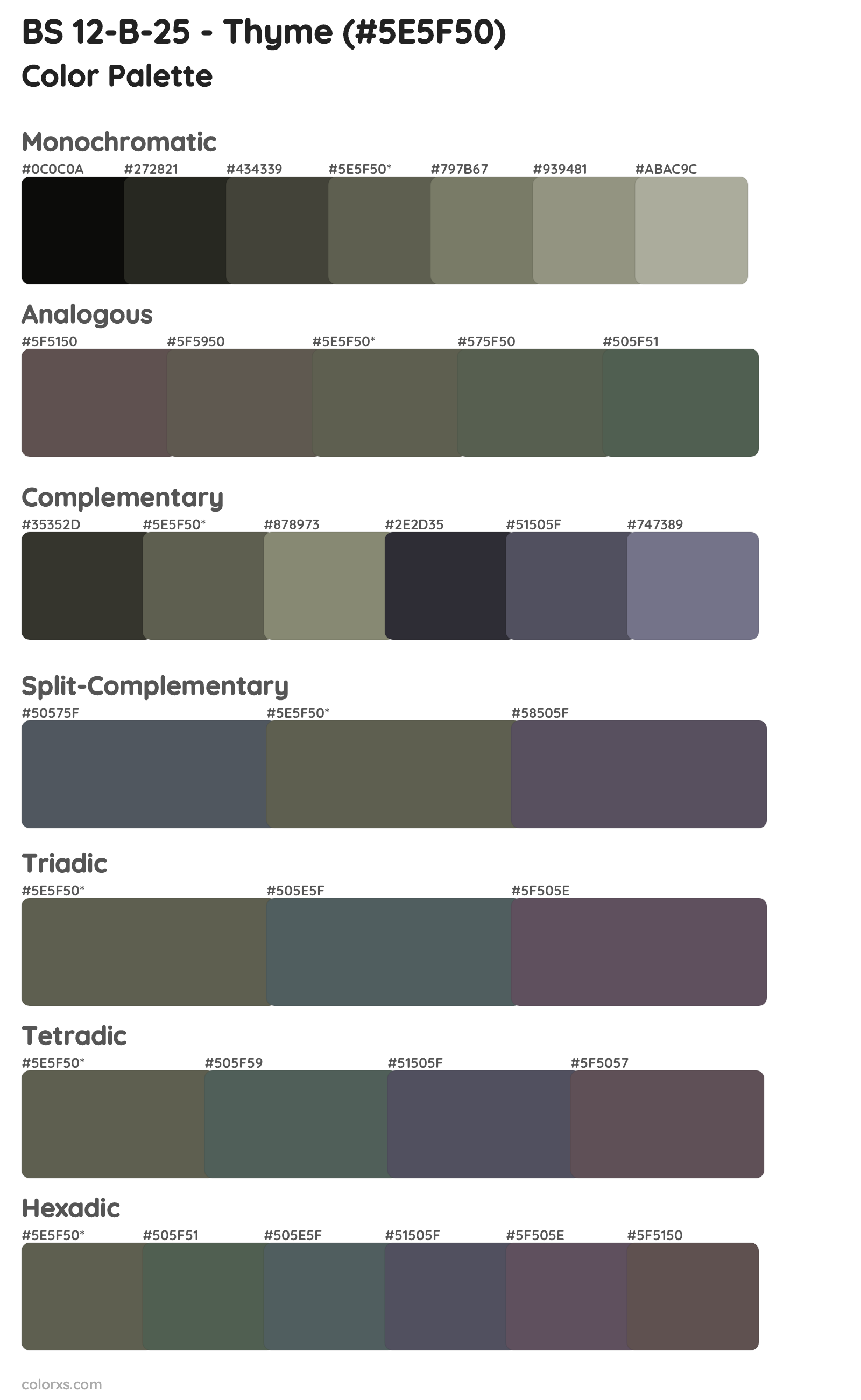 BS 12-B-25 - Thyme Color Scheme Palettes