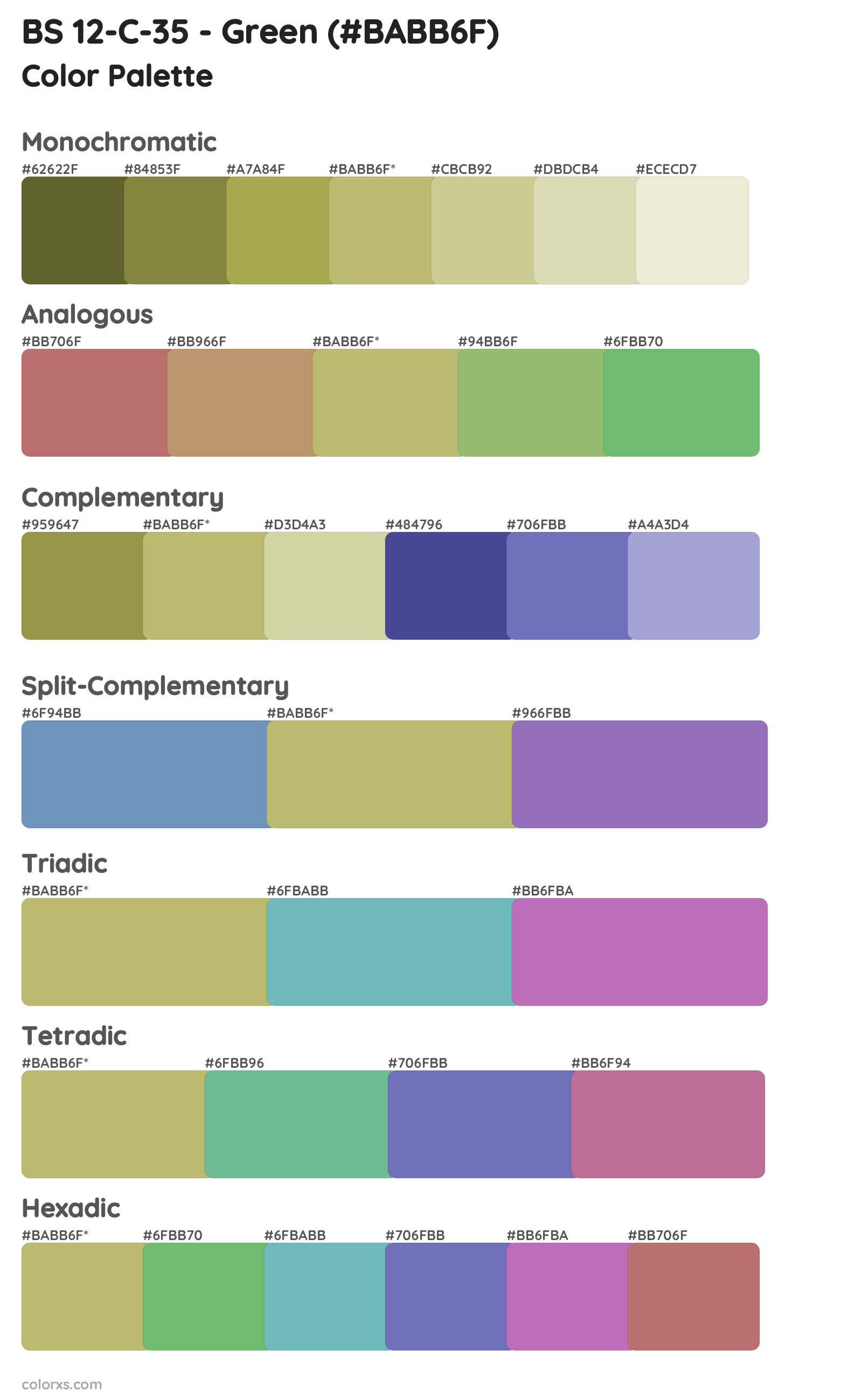 BS 12-C-35 - Green Color Scheme Palettes
